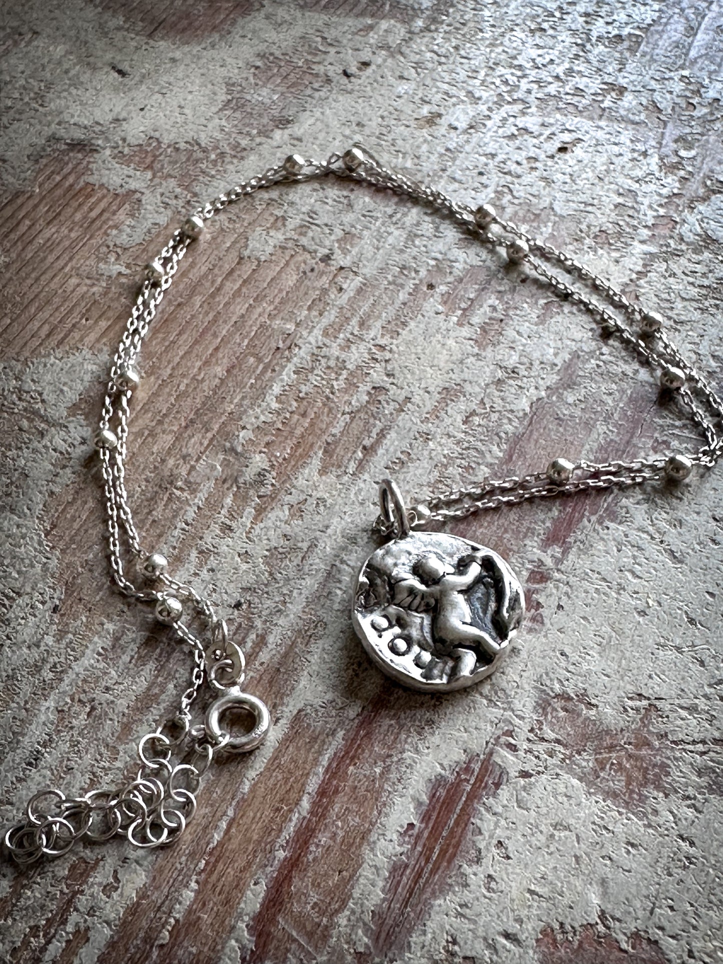 Cherub of Hope Necklace – Handcrafted Fine Silver Pendant