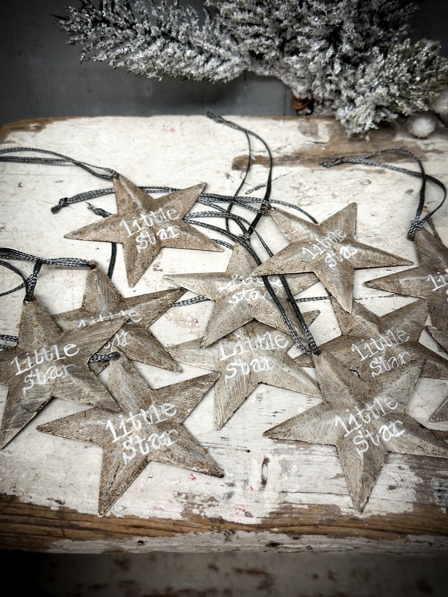 A medium Grey Tin Barn Star Christmas Decoration “Little Star”