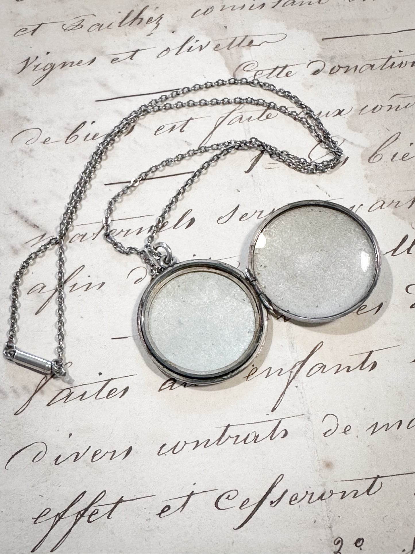 Antique silver Aesthetic movement locket and chain