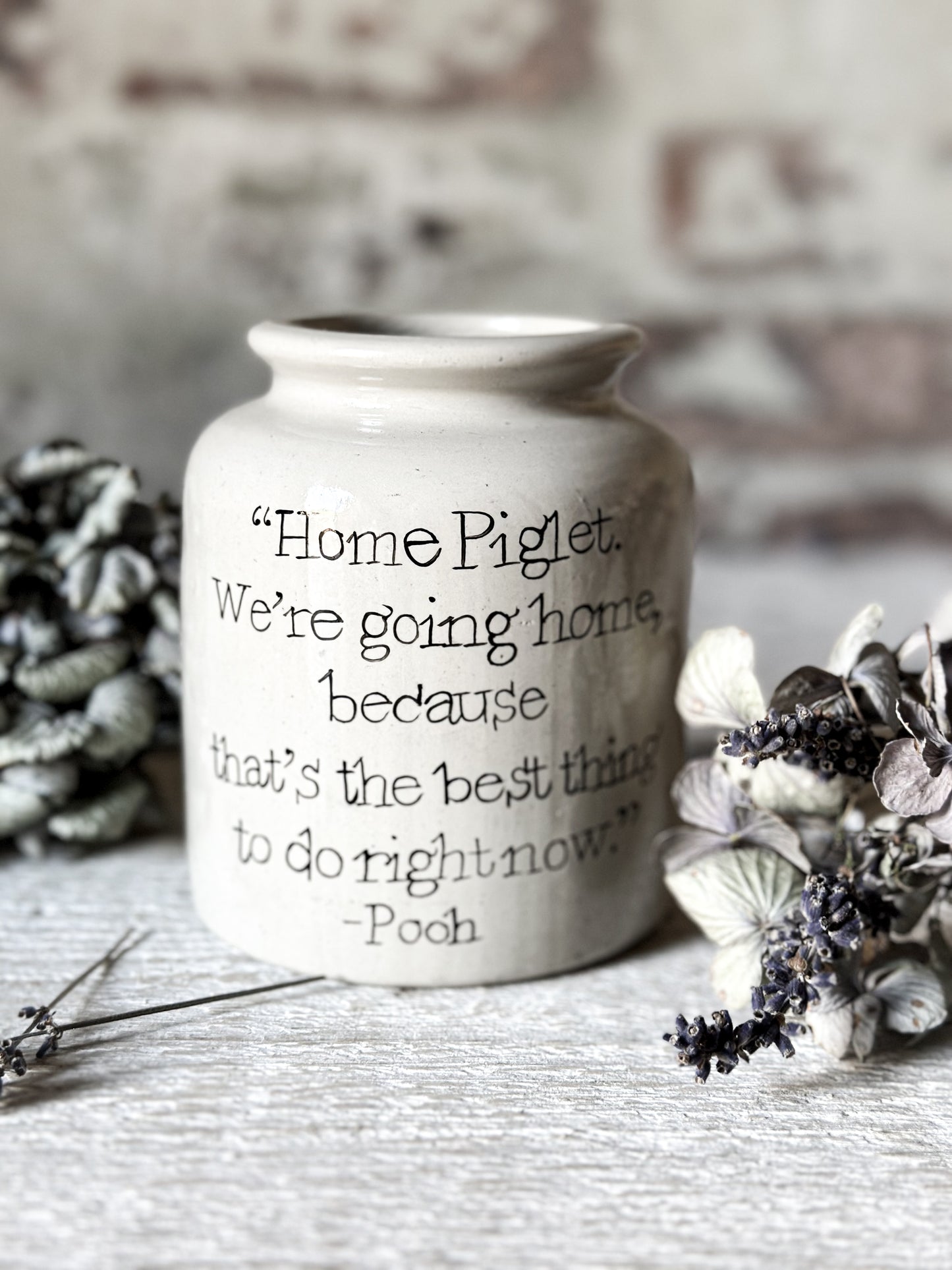 A hand painted vintage French mustard jar large