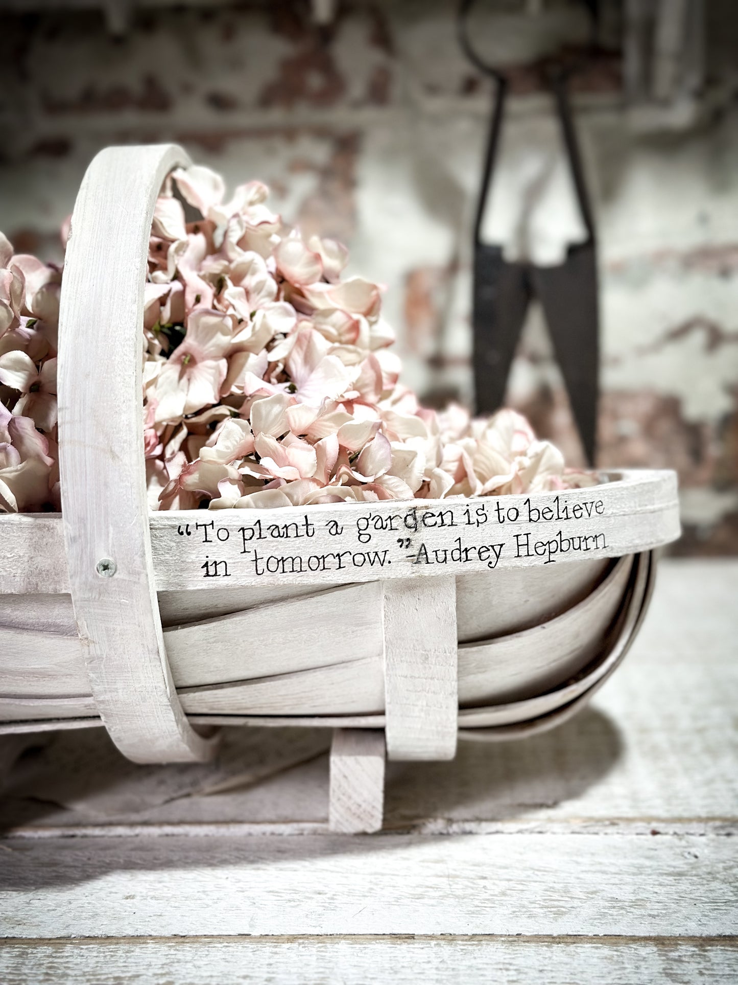 A Vintage Hand Painted Sussex Trug with a Garden Quote Gift for a Gardener