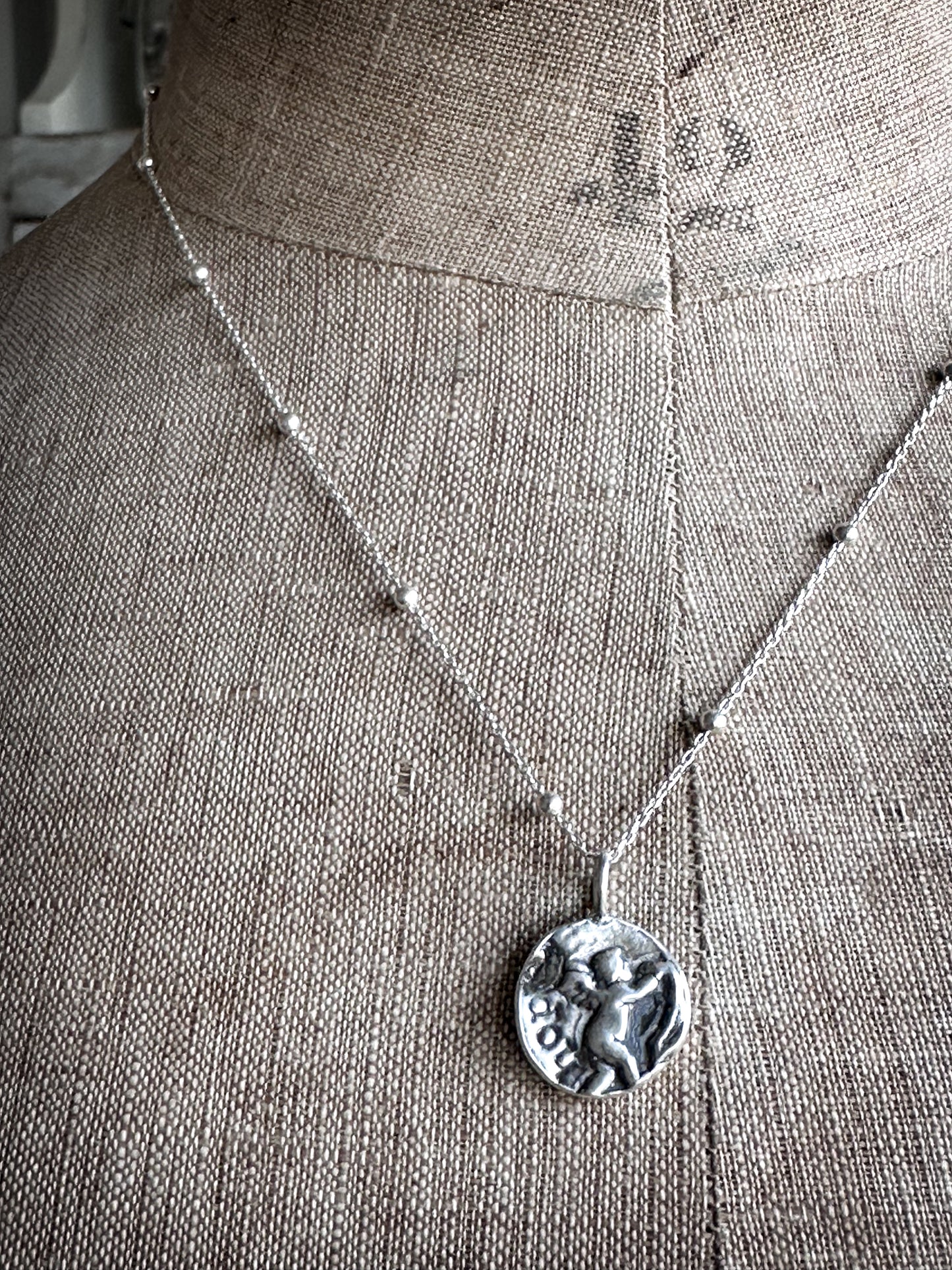 Cherub of Hope Necklace – Handcrafted Fine Silver Pendant