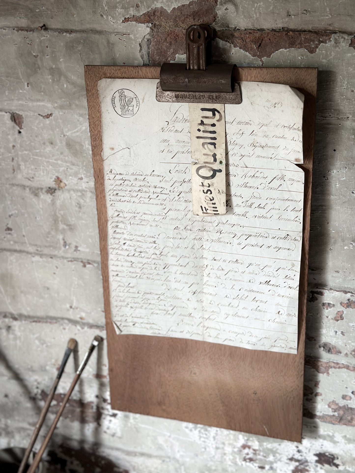 Antique Industrial Cast Iron 10 Inch Paper Clip Board | Early 20th Century Office Memorandum Holder