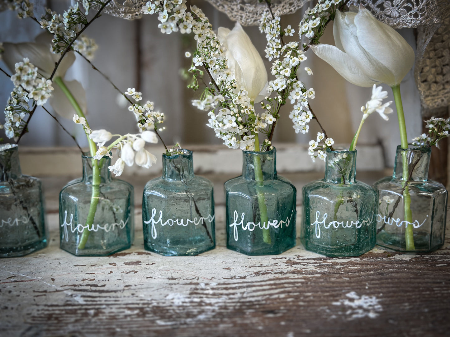 A beautiful Victorian glass ink bottle “Flower”