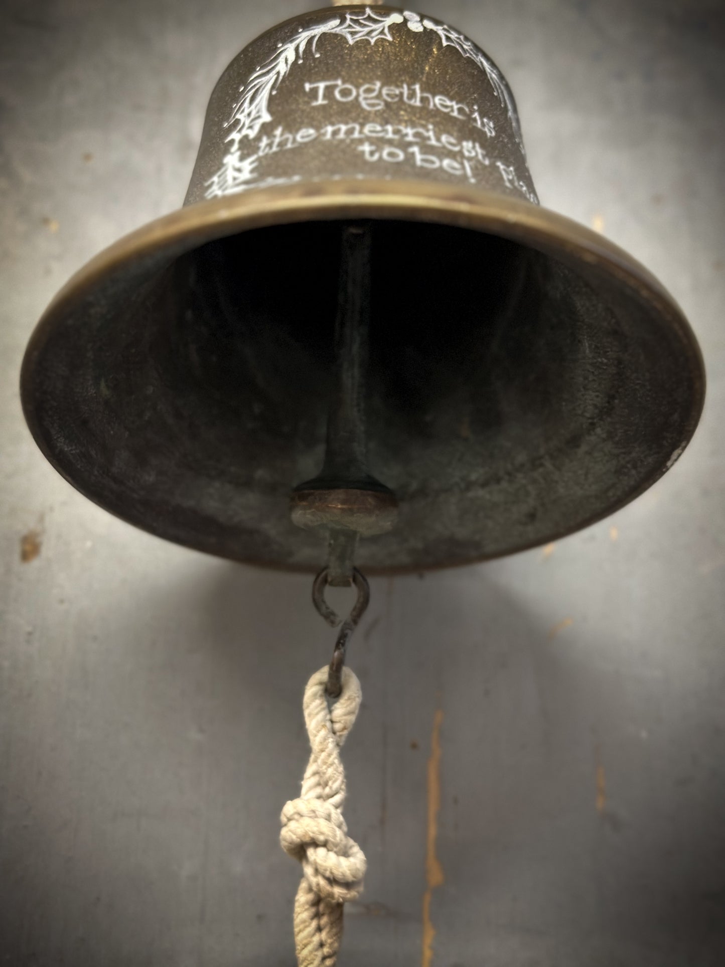 A Large Antique Brass Ship’s Bell With Christmas Quote