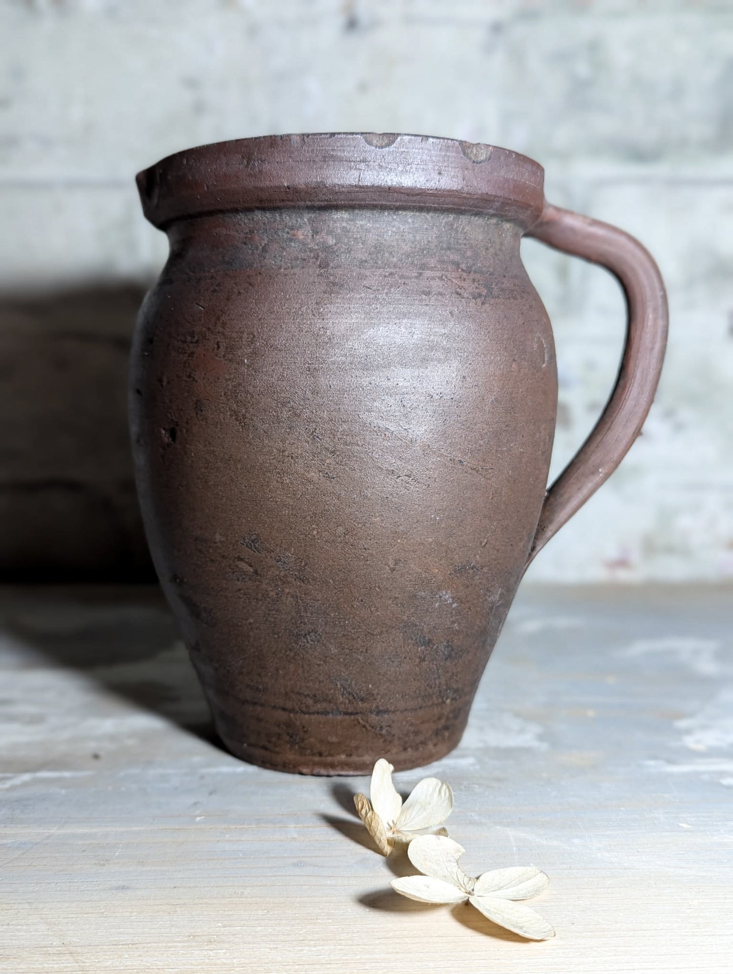 A lovely Primitive French Antique Black Pottery water jug