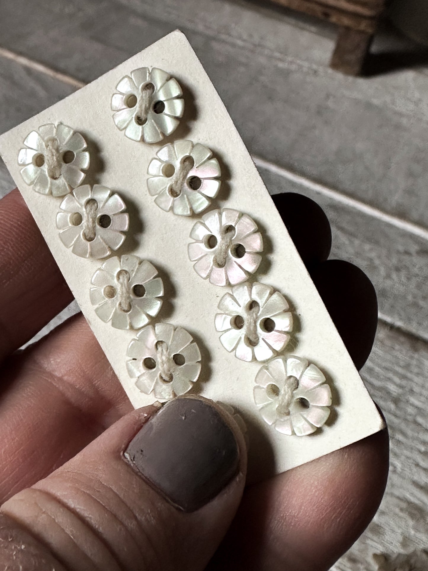 Victorian Mother of Pearl Flower Buttons – Deadstock Set of 10