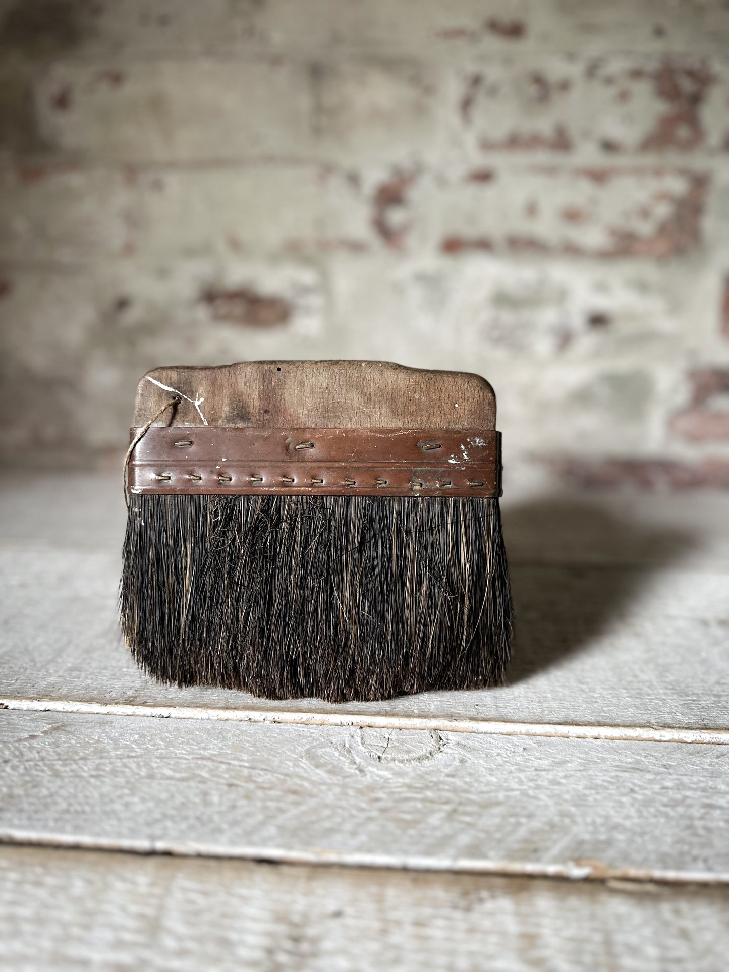 Antique Victorian Horsehair Whitewash Brush with Copper Ferrule
