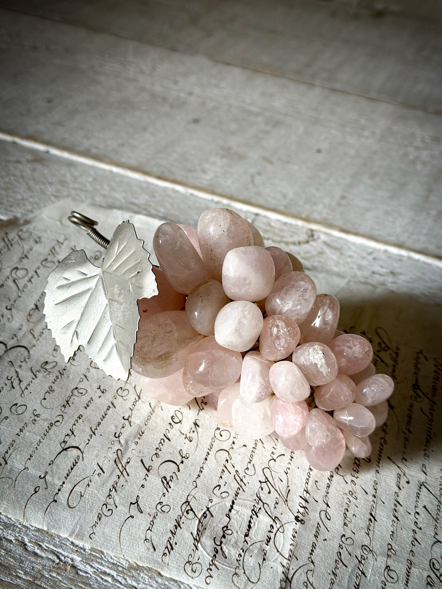 Vintage Rose Quartz Bunch of Grapes