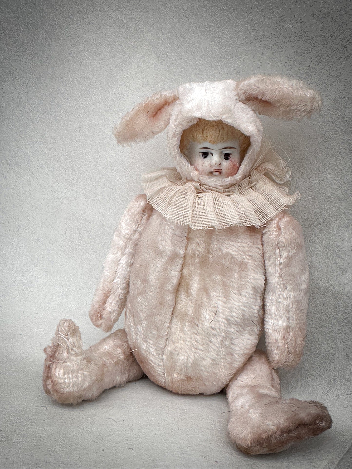 One of a Kind Handmade Artist Bunny Doll by Goody Two Shoes, Reworked Victorian Bisque Doll Collectible
