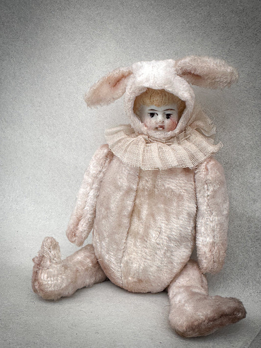 One of a Kind Handmade Artist Bunny Doll by Goody Two Shoes, Reworked Victorian Bisque Doll Collectible