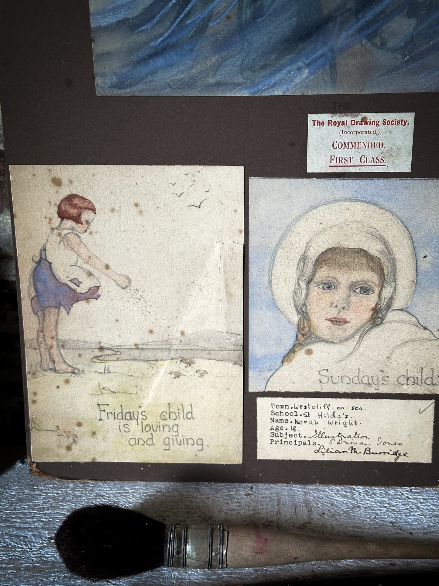 A rare surviving 1920’s young lady’s Art Portfolio entries to The Royal Drawing Society