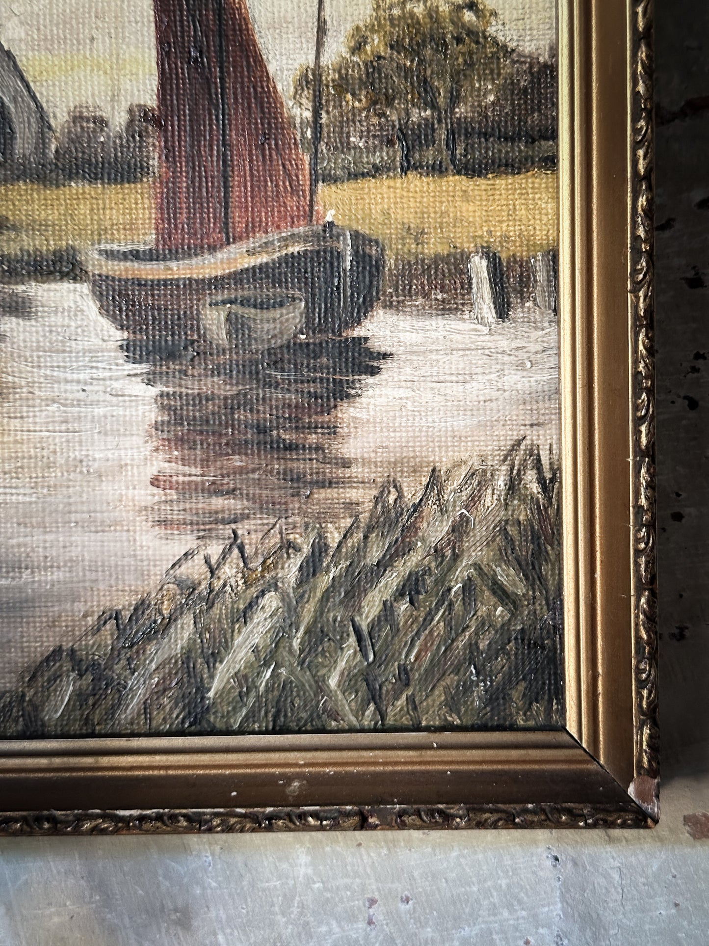 A Small Antique Oil On Board Nautical Painting