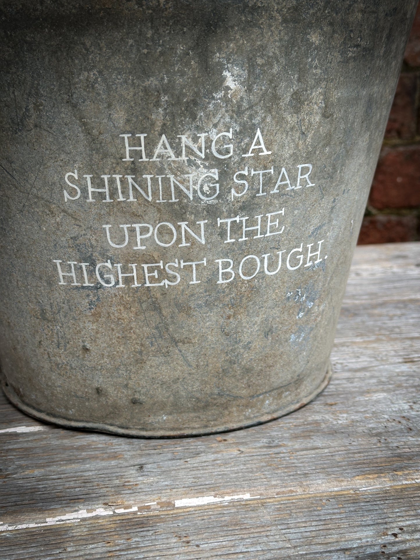 A beautiful heirloom vintage galvanised calf bucket hand painted using traditional sign writer’s techniques and materials