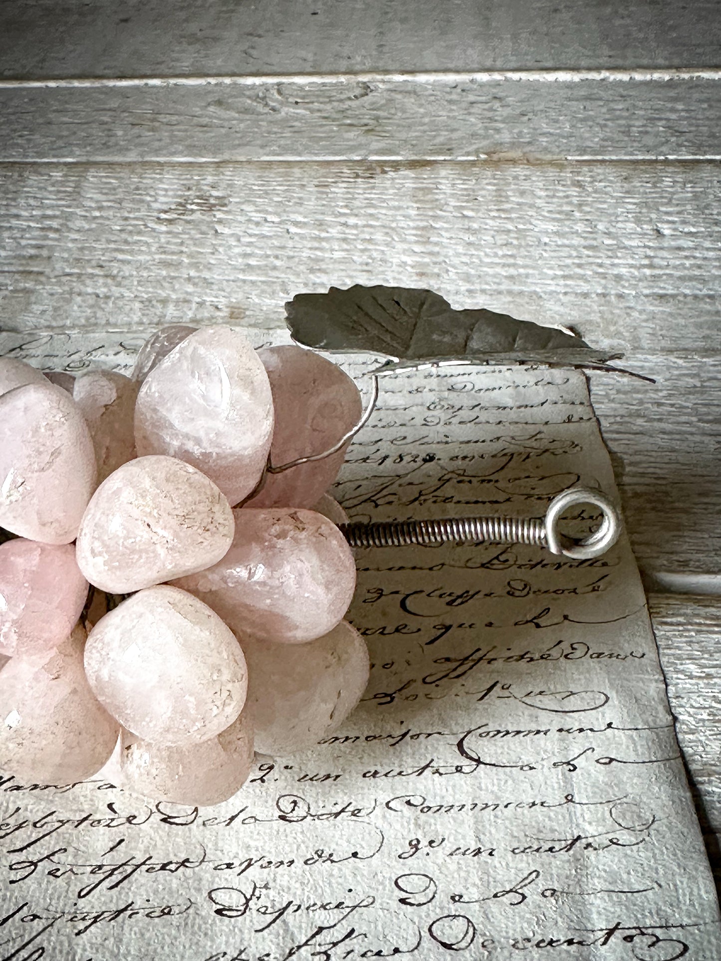 Vintage Rose Quartz Bunch of Grapes