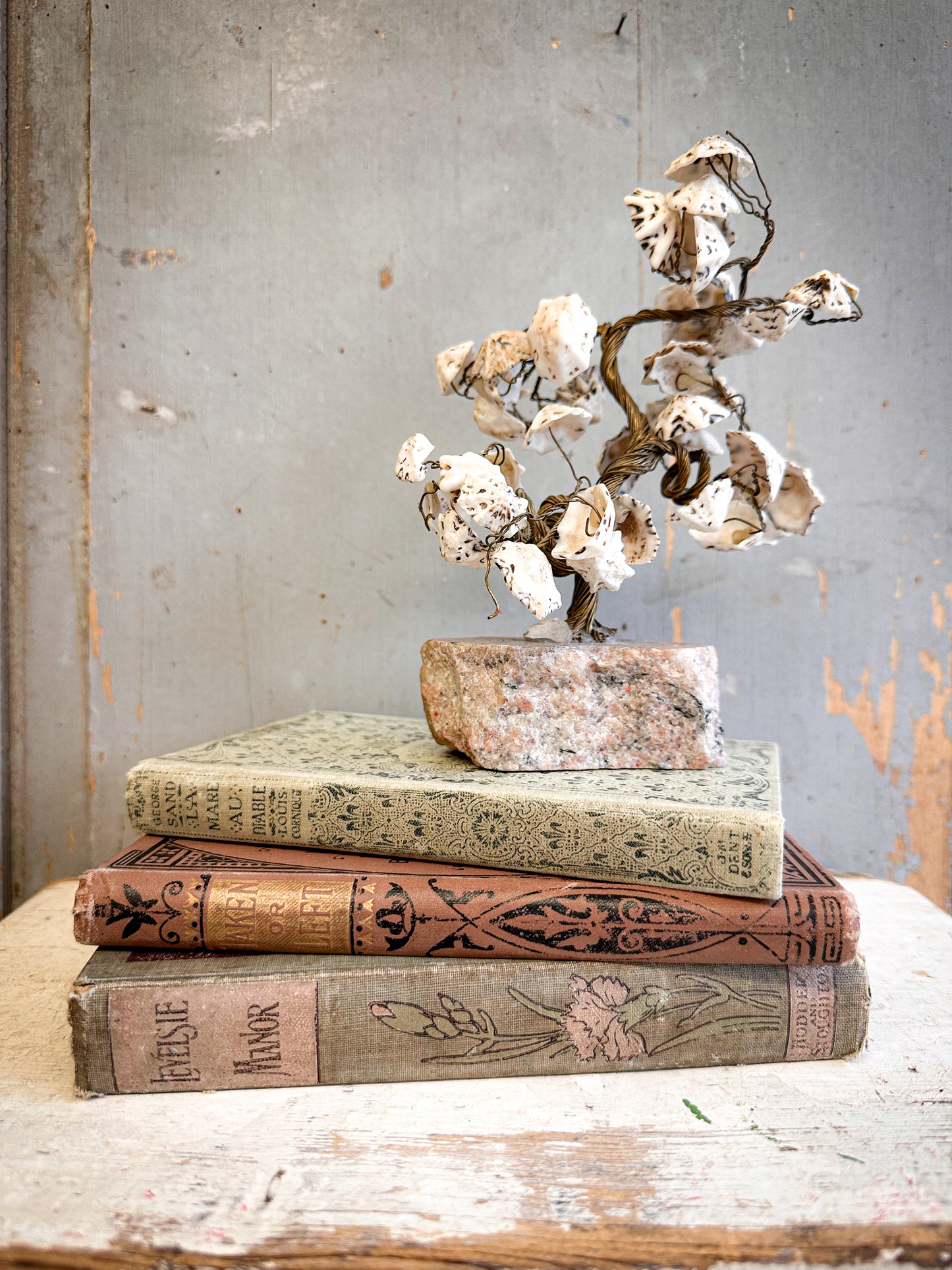 Vintage Shell Friendship Tree on Stone Base