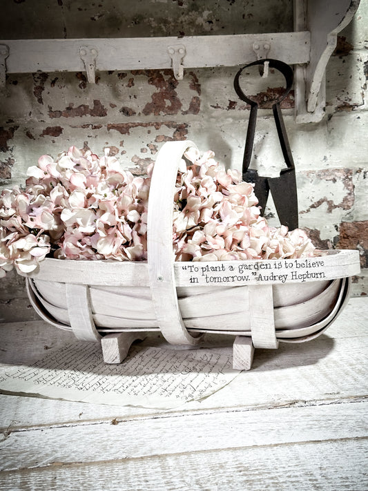 A Vintage Hand Painted Sussex Trug with a Garden Quote Gift for a Gardener