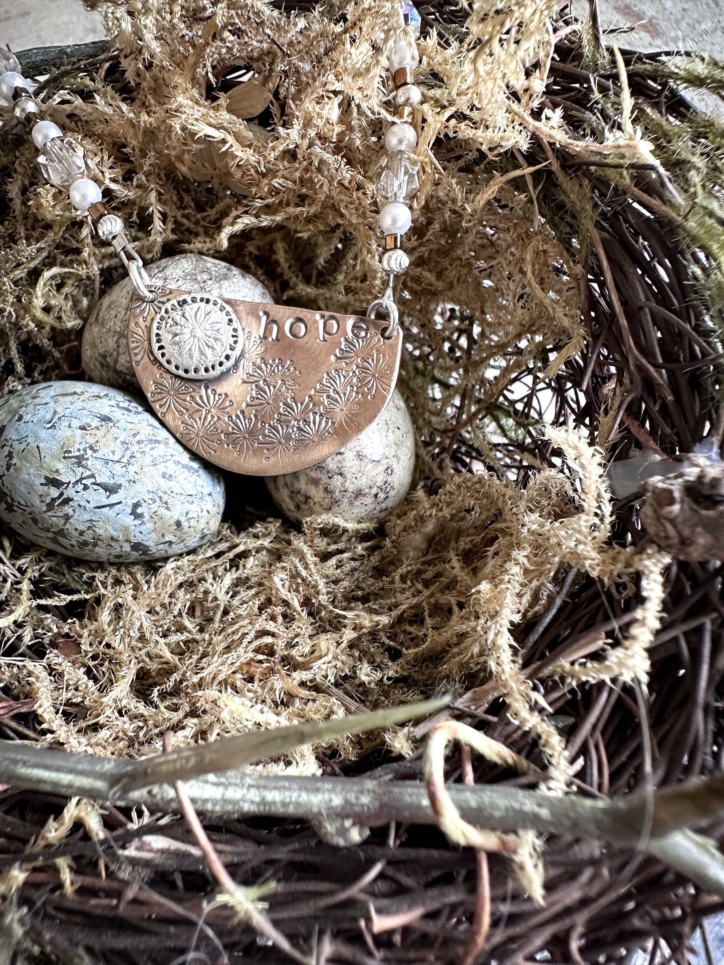 Meadow of Hope Necklace – Handmade Botanical Fine Silver & Copper Necklace