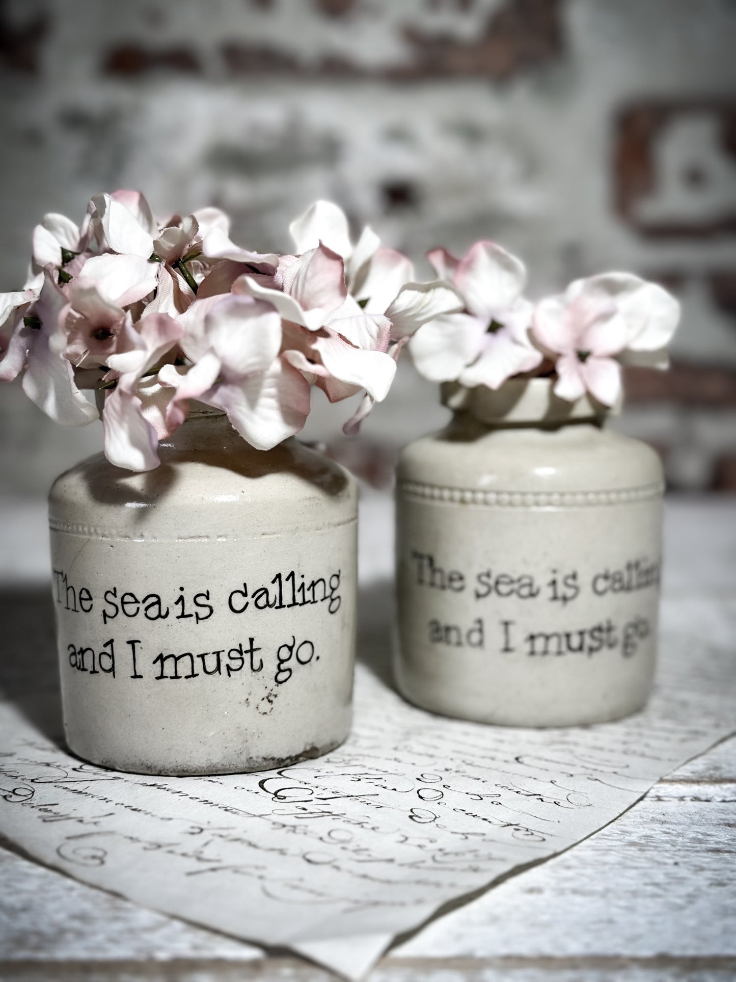 An Antique Caviar Vase Jar with a Hand Painted Inspirational Quote