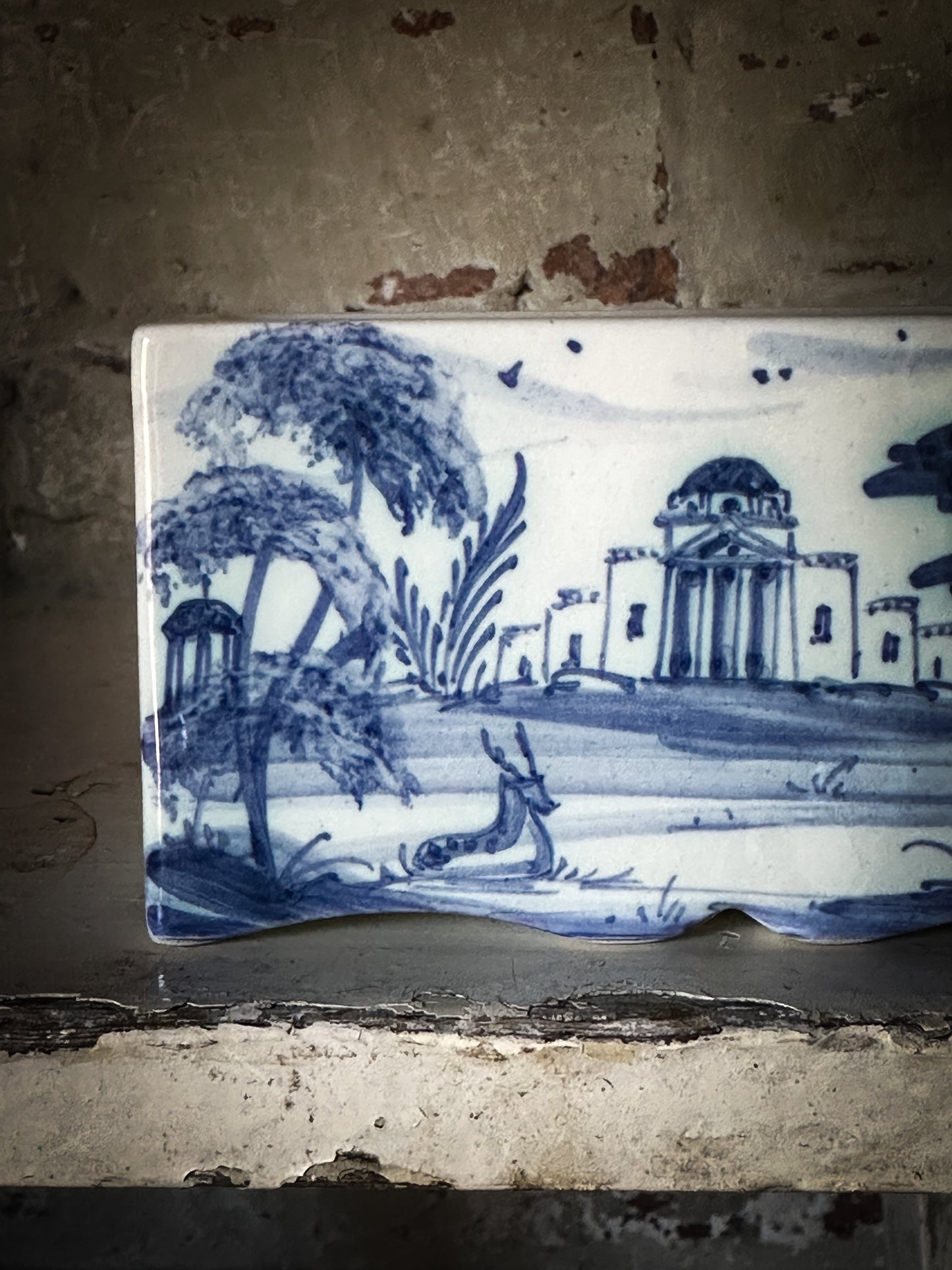 A beautiful Isis by Deborah seers Oxford, blue and white flower brick, tulipiere, flower frog, blue and white tin glaze vase