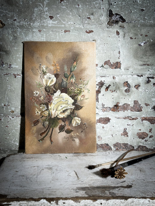 A Vintage Oil on board Flower Painting