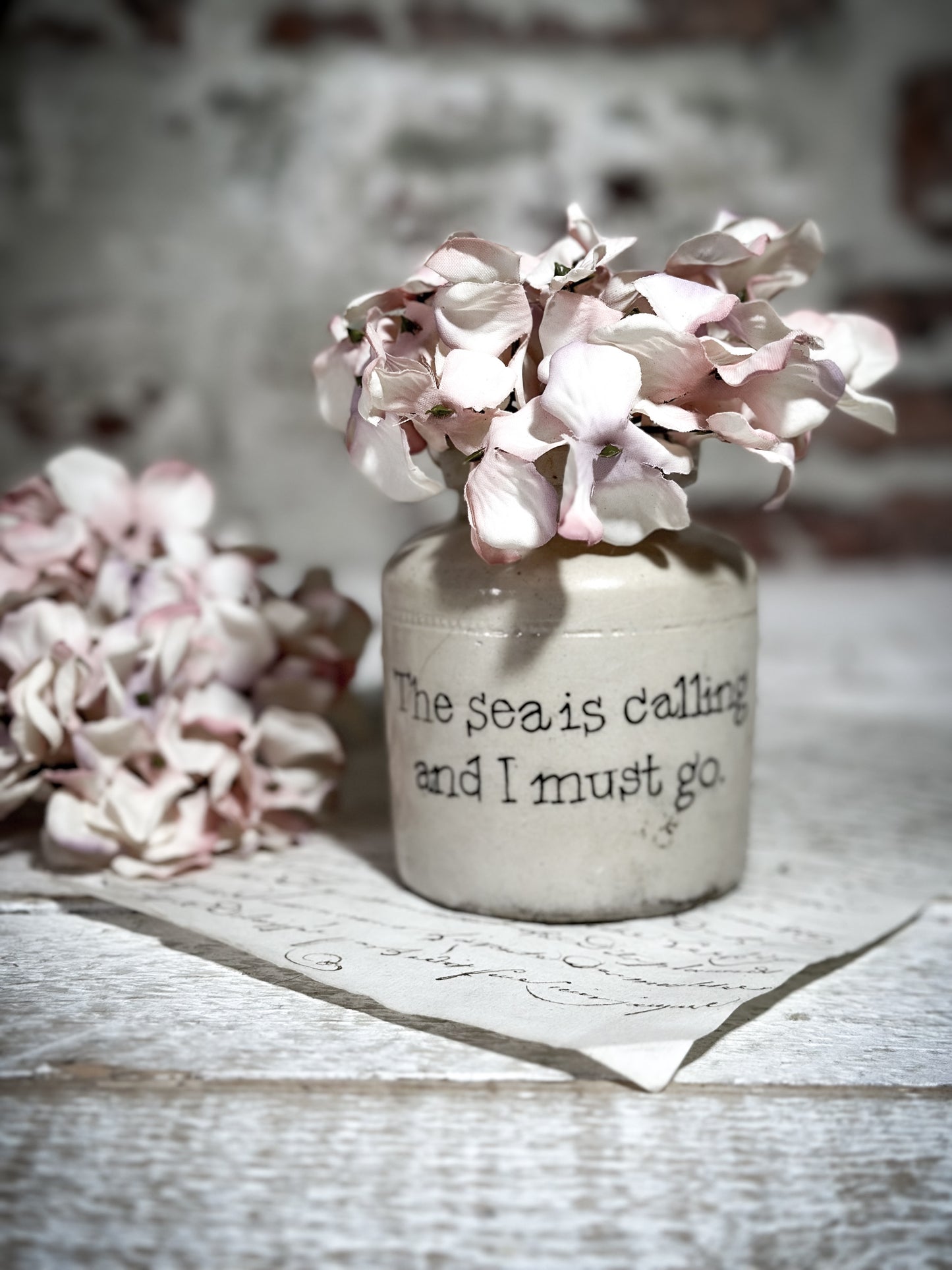 An Antique Caviar Vase Jar with a Hand Painted Inspirational Quote