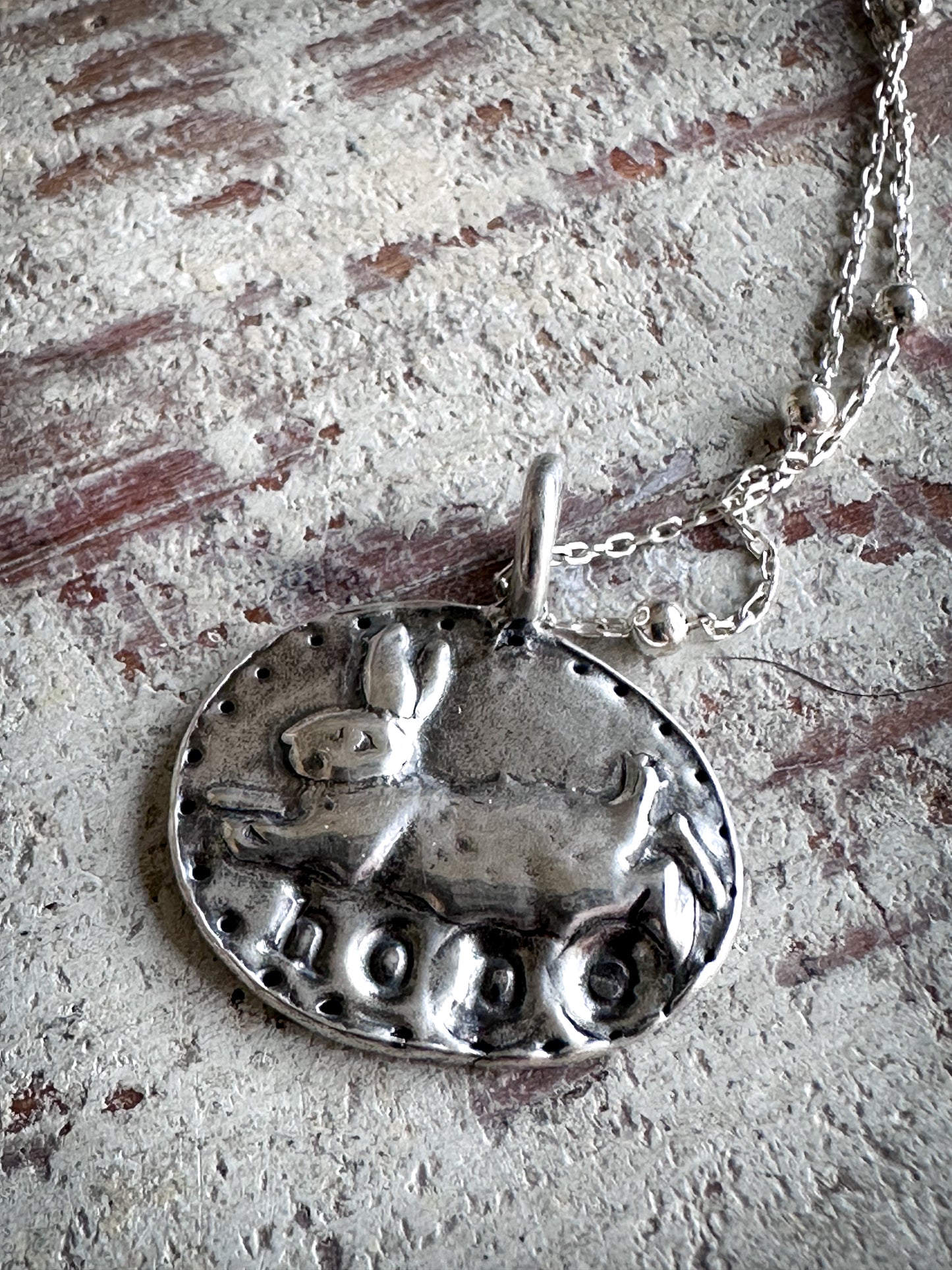 Rabbit of Hope Pendant – Handcrafted .999 Fine Silver Necklace
