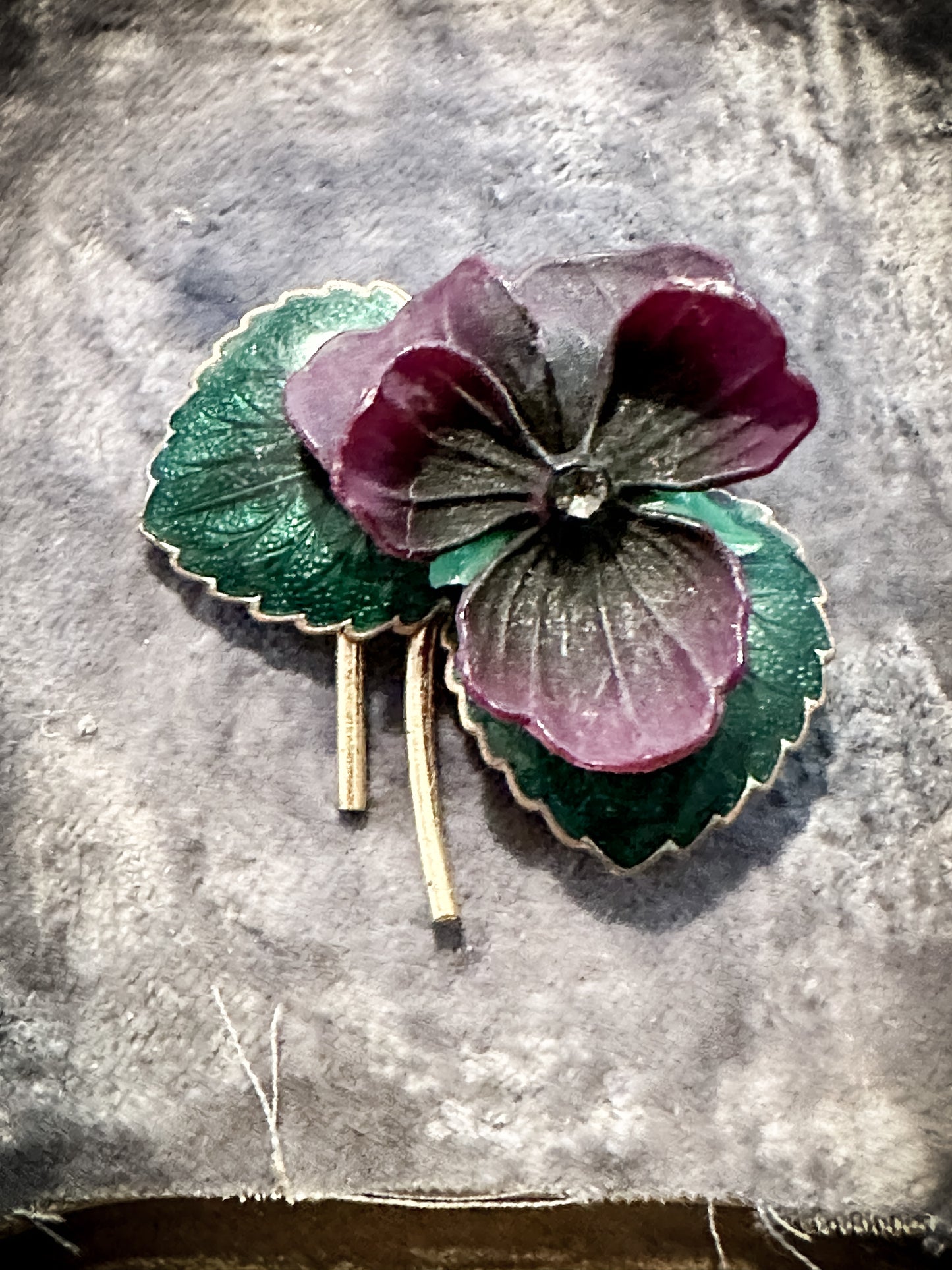 Antique suffragette enamel and cellulose violet brooch