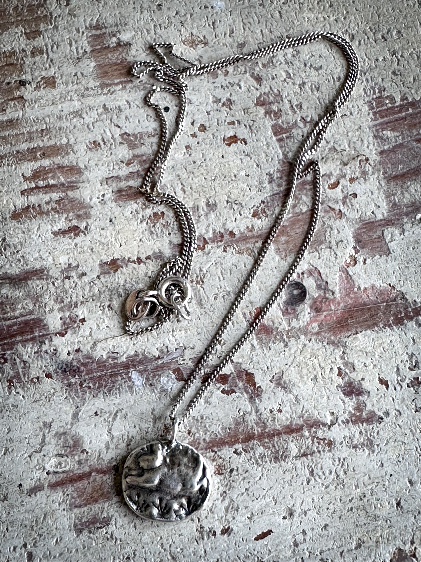 Meadow Rabbit Pendant – Handcrafted .999 Fine Silver Necklace