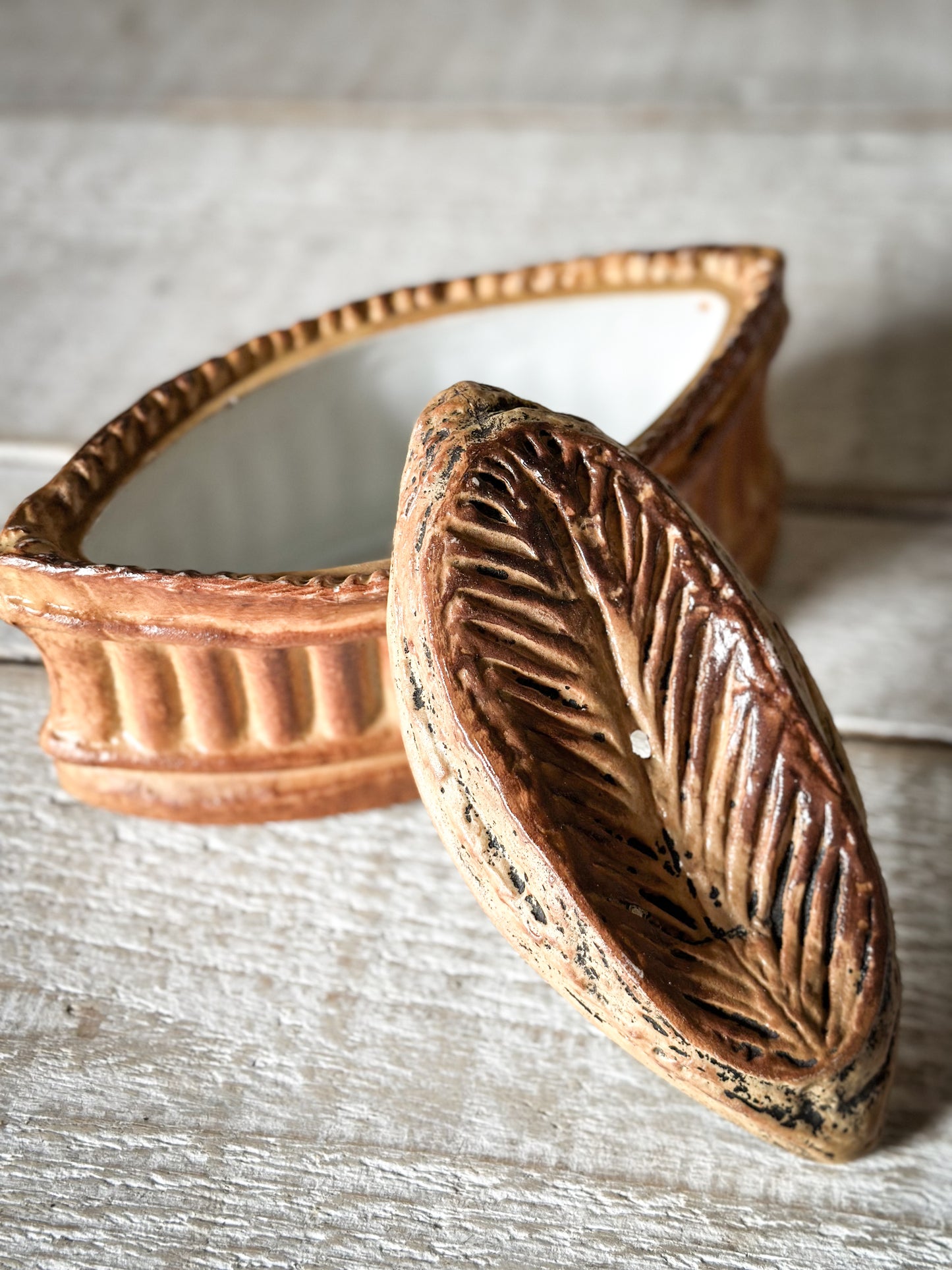 Antique French Trompe-l'œil Pie Tureen by L. Fonlupt Vichy | French Art Pottery Covered Dish c.1900–1930