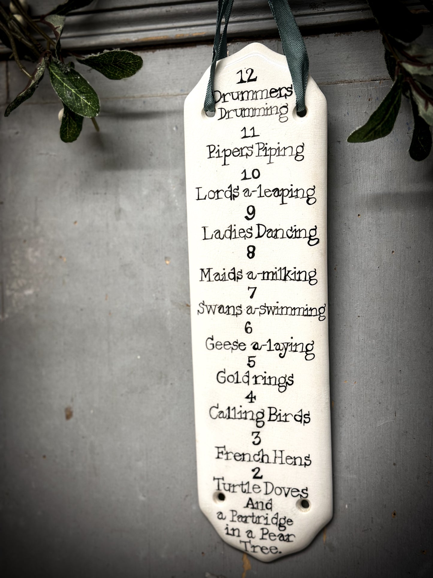 Twelve Days of Christmas Ironstone Door Plate Hanger
