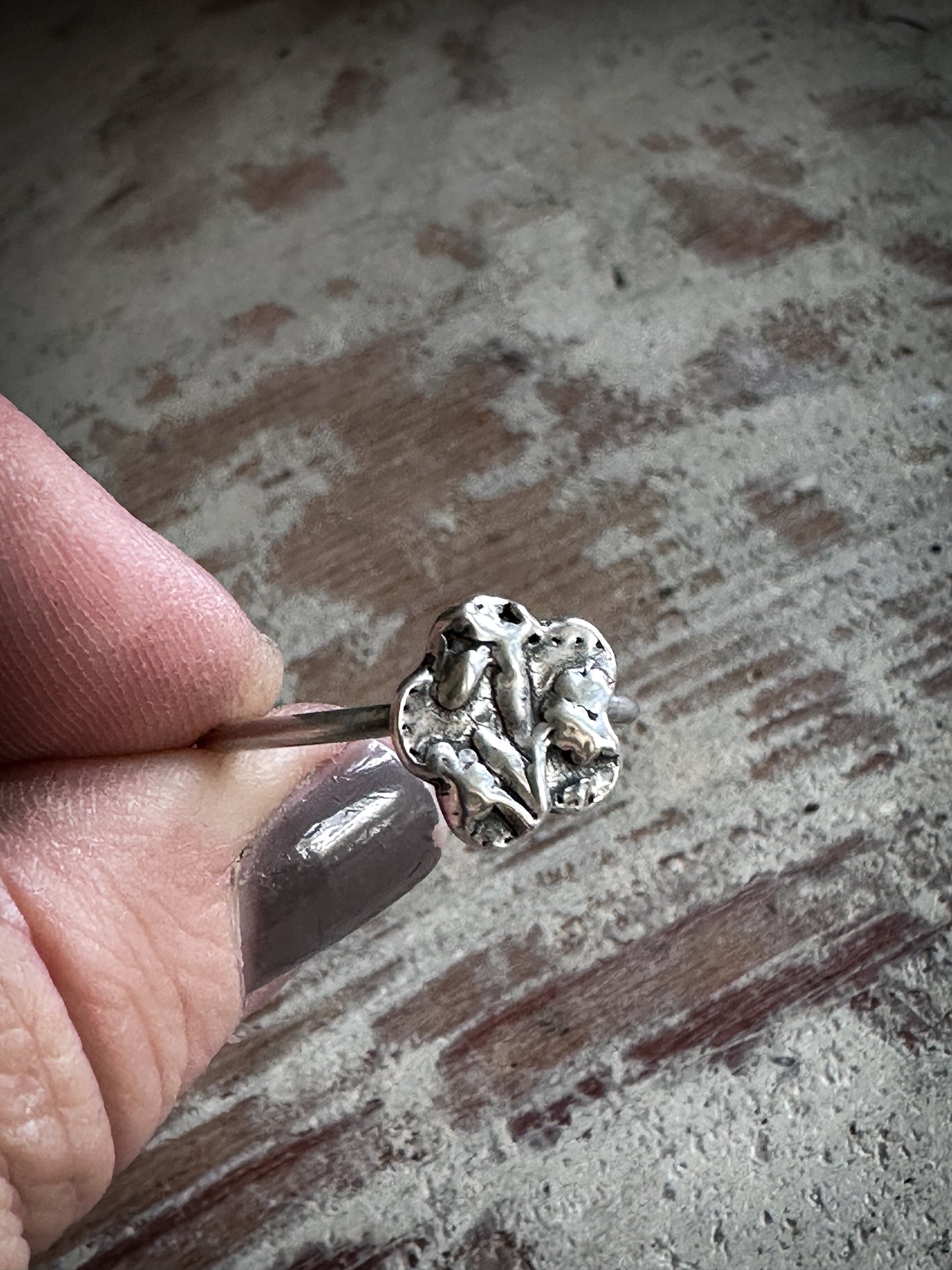 Moon Garden Daffodil Ring – Fine Silver Botanical Stacker