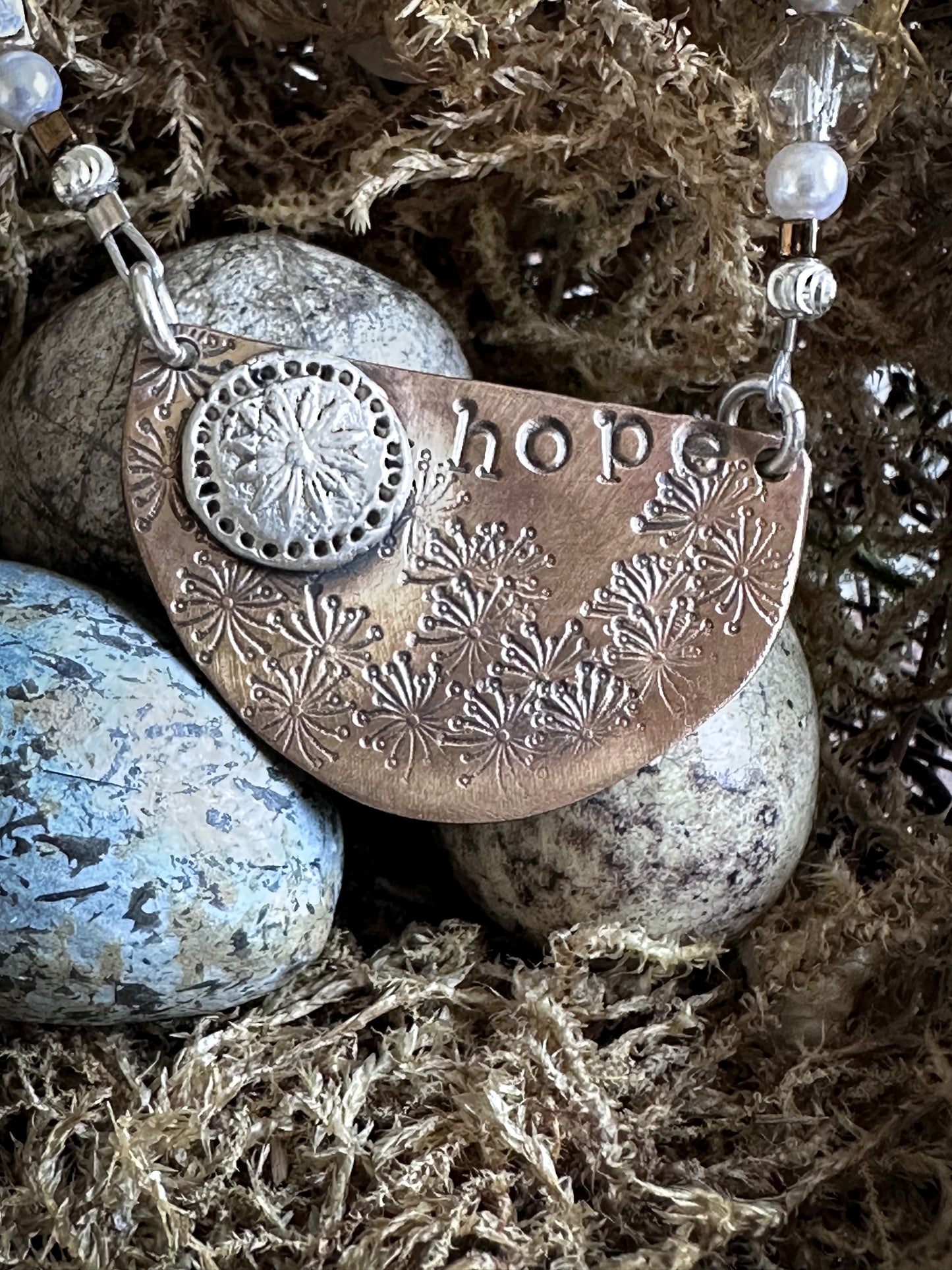 Meadow of Hope Necklace – Handmade Botanical Fine Silver & Copper Necklace