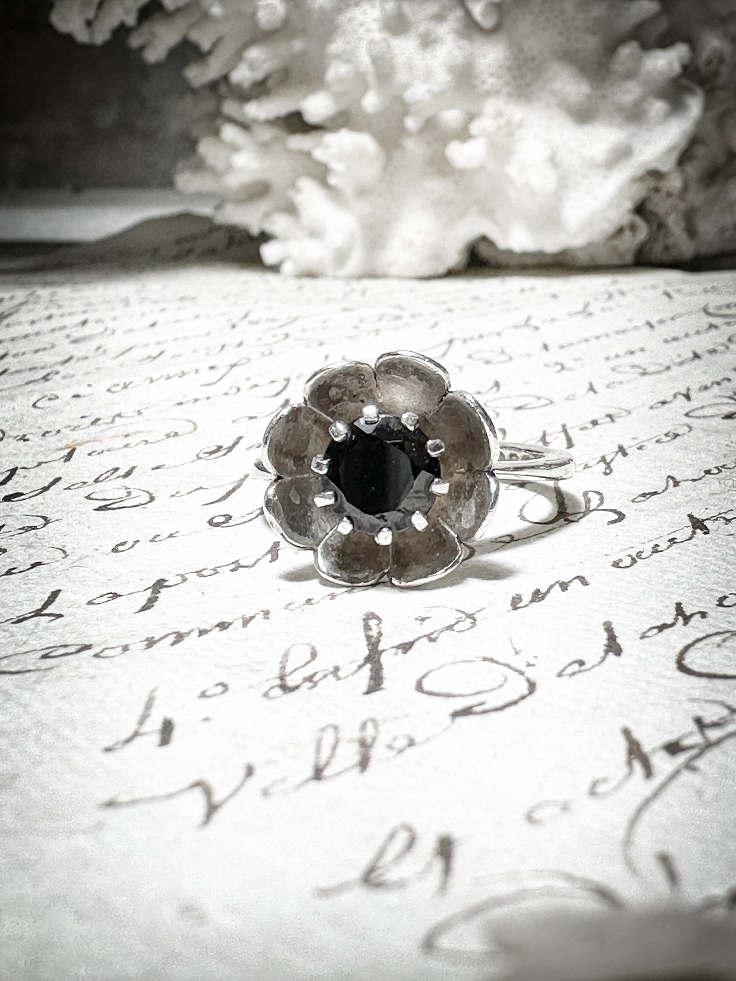 Vintage Hallmarked London 1975 Jocelyn Burton Silver and Garnet Ring