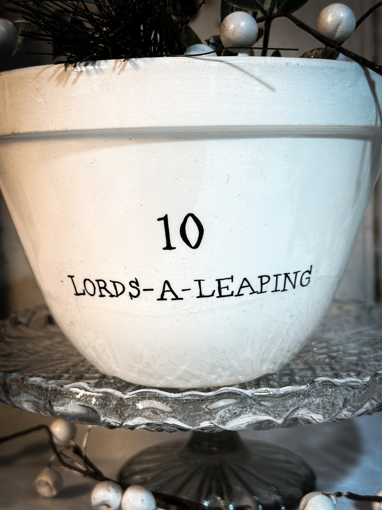 A beautiful vintage Illustrated Ironstone pudding bowl with a hand painted quote