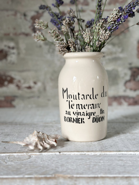 A vintage printed French Mustard Jar