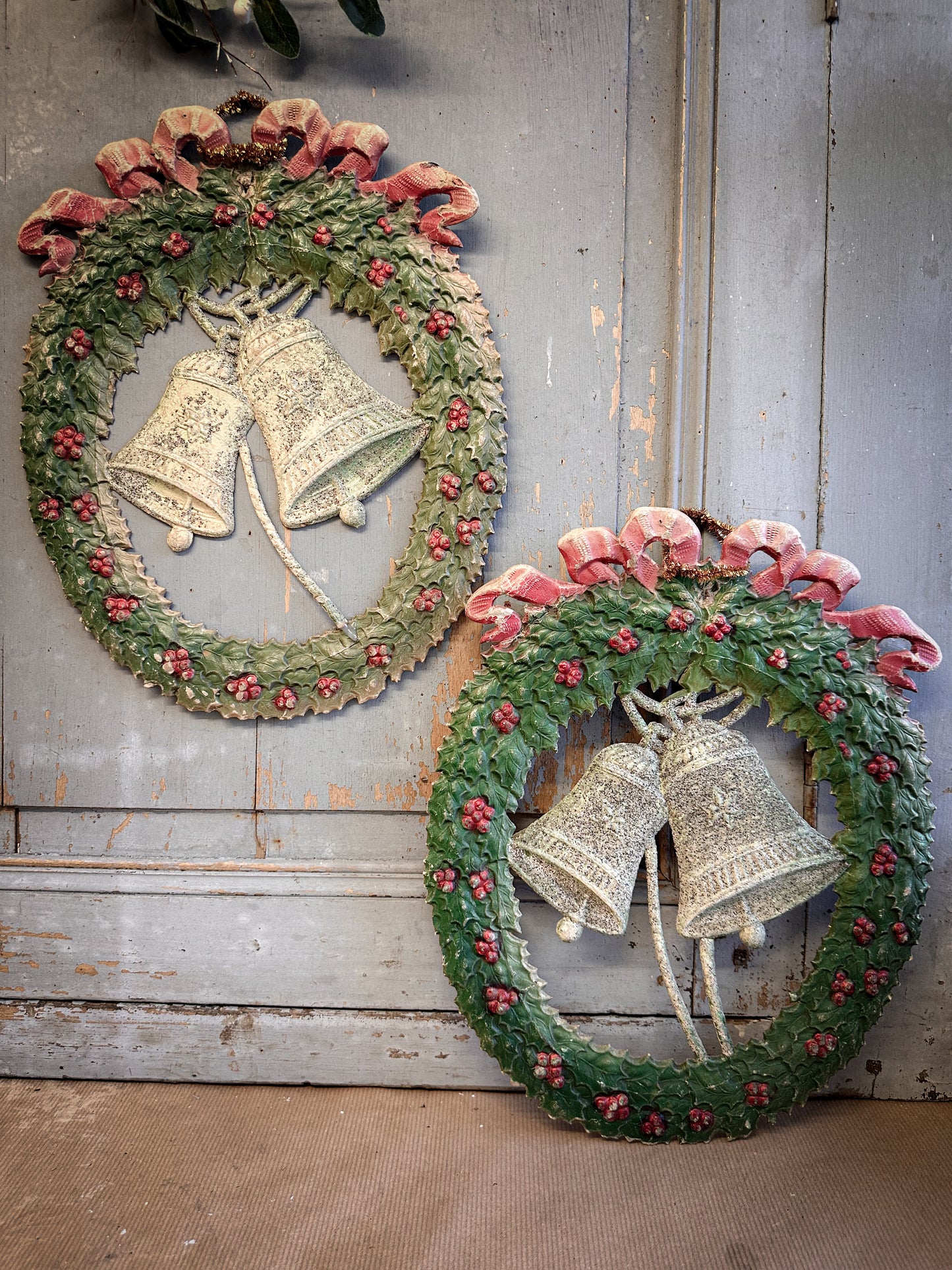 Early–Mid 20th Century Pressed-Paper Christmas Wreath with Twin Bells-oral provenance linking it to the Bletchley Museum collection