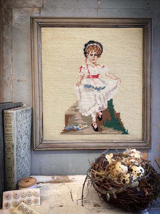 Antique Needlepoint Picture – Country House Style