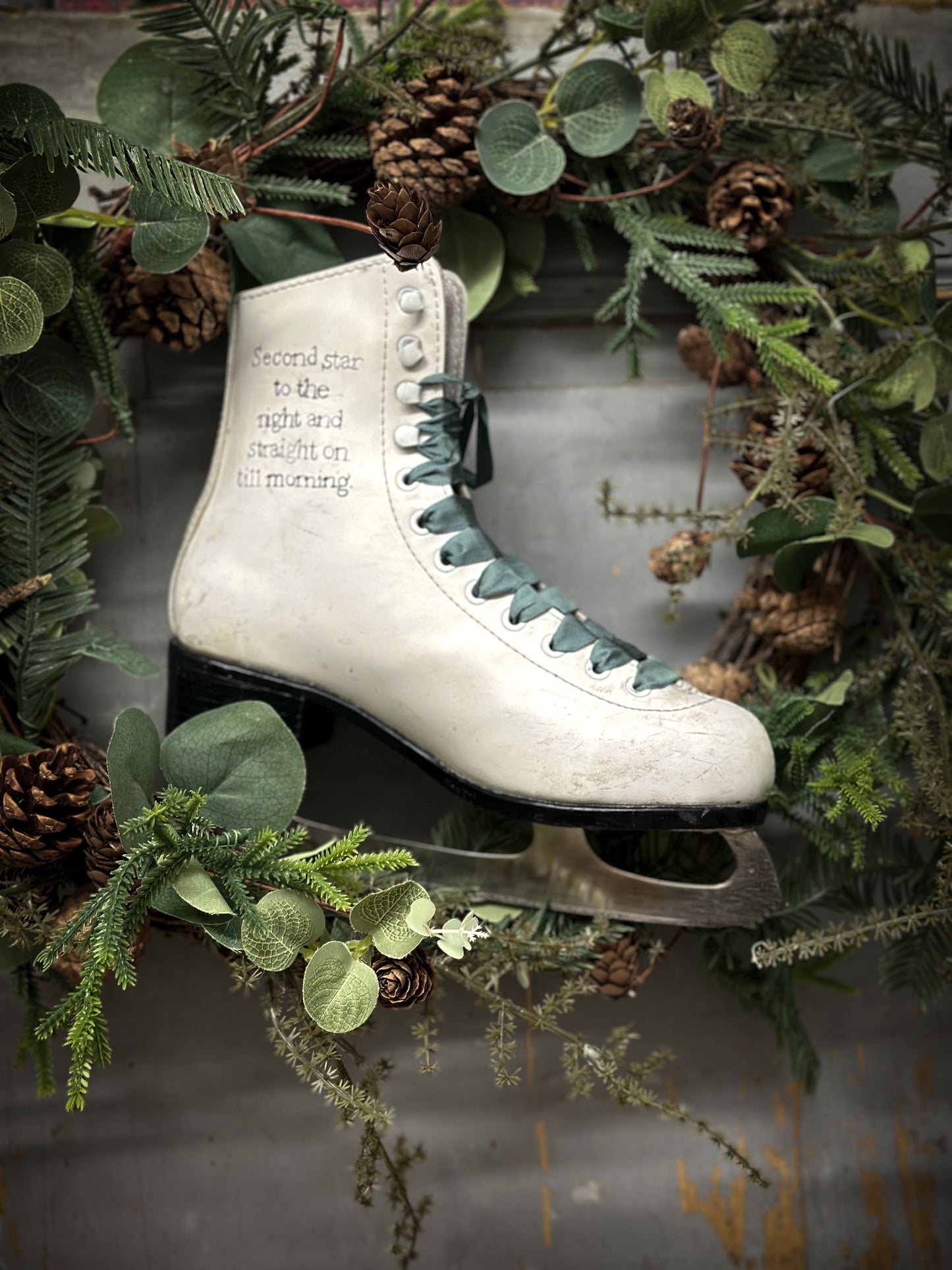 A Beautiful Vintage Christmas Ice Skate Wreath