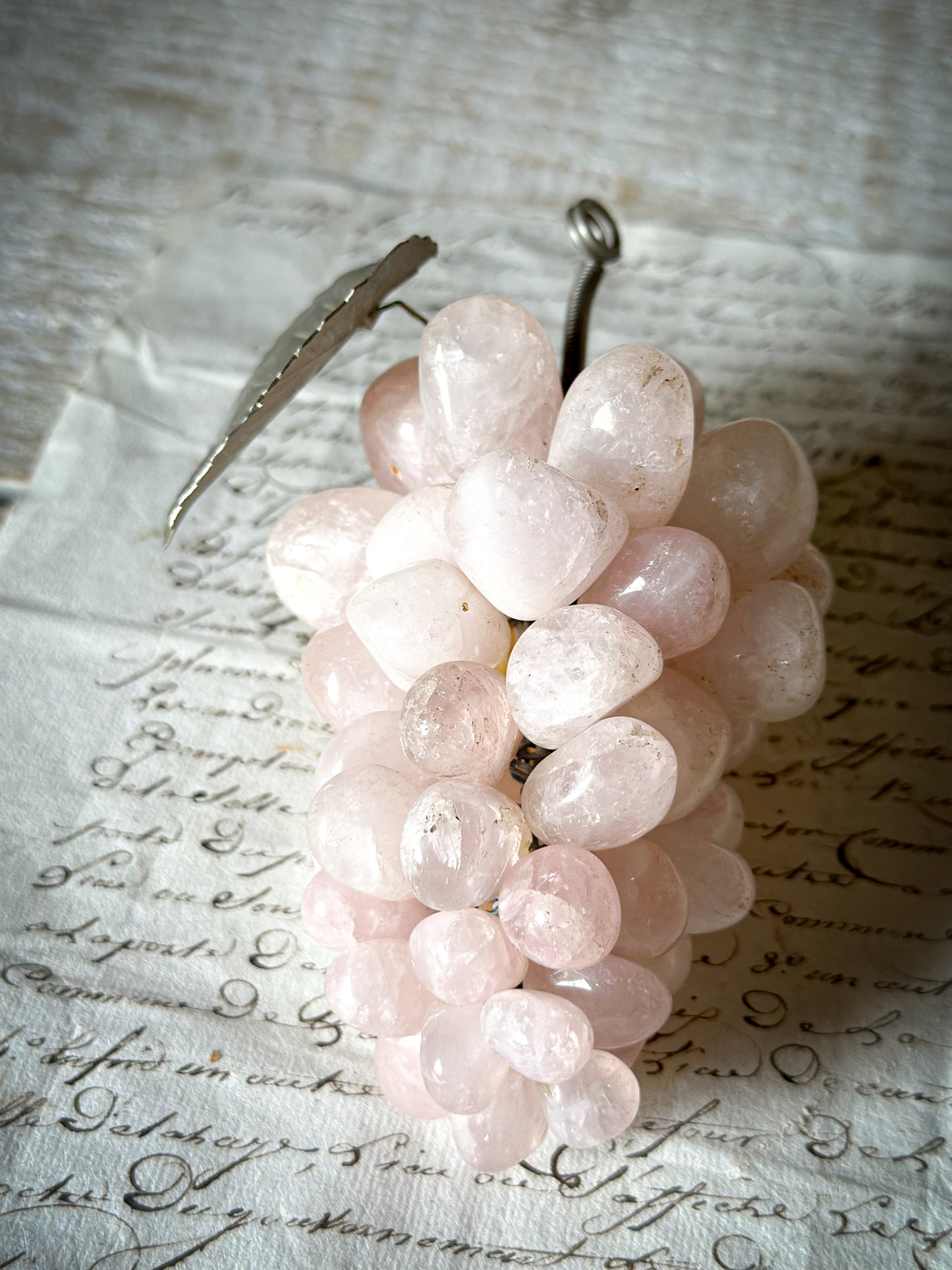 Vintage Rose Quartz Bunch of Grapes