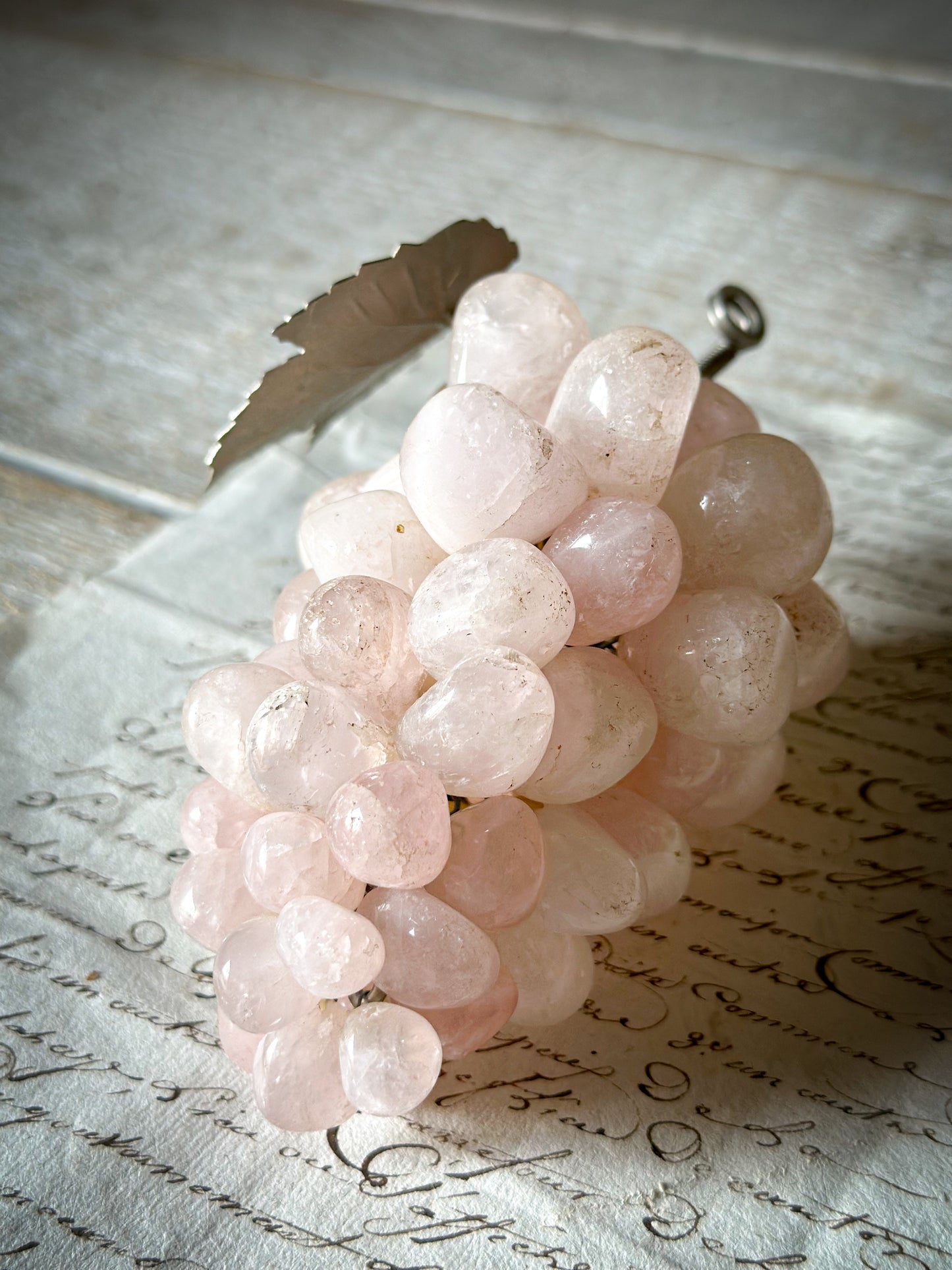 Vintage Rose Quartz Bunch of Grapes