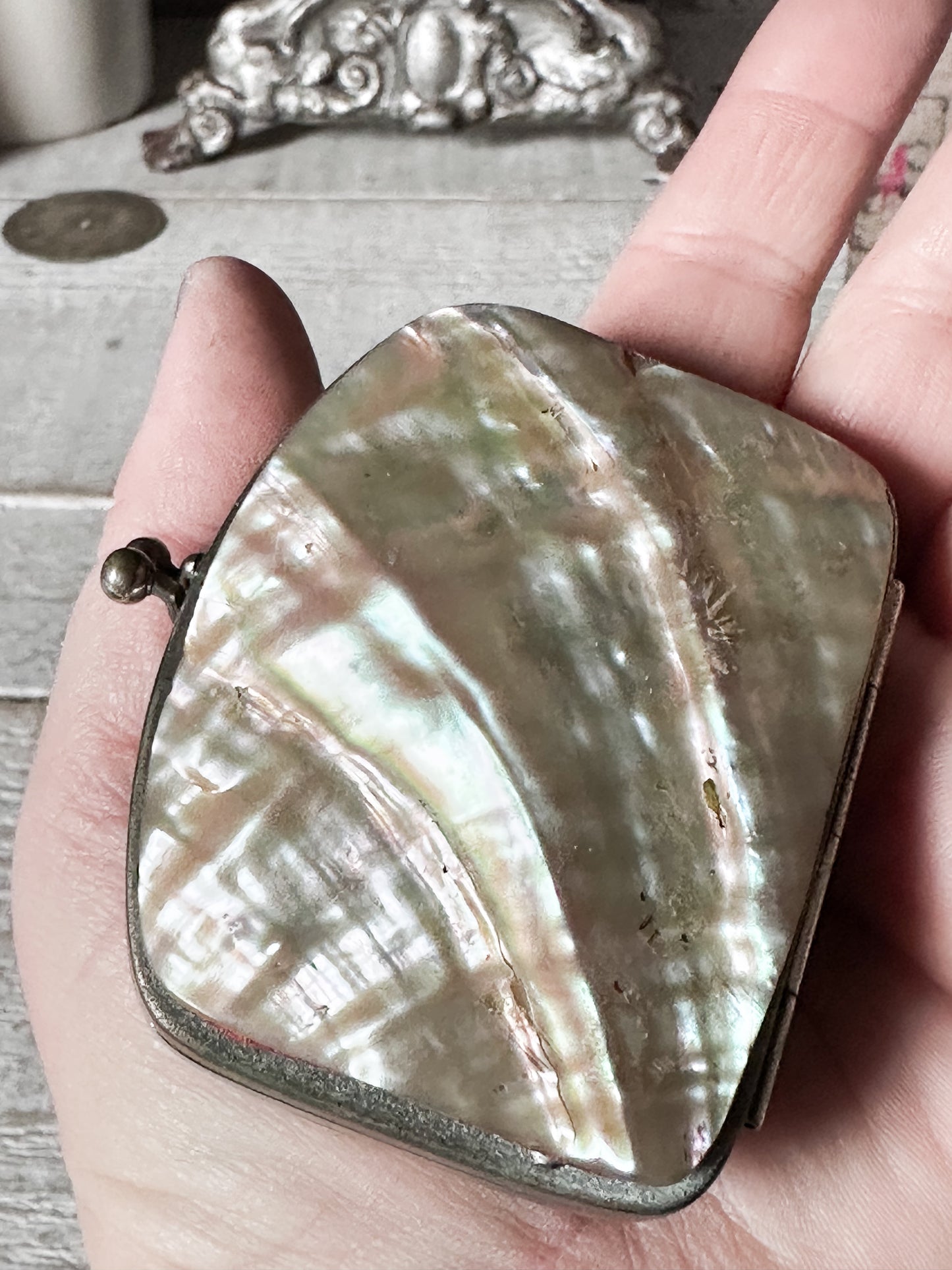 Antique Mother of Pearl Coin Purse – French Compact