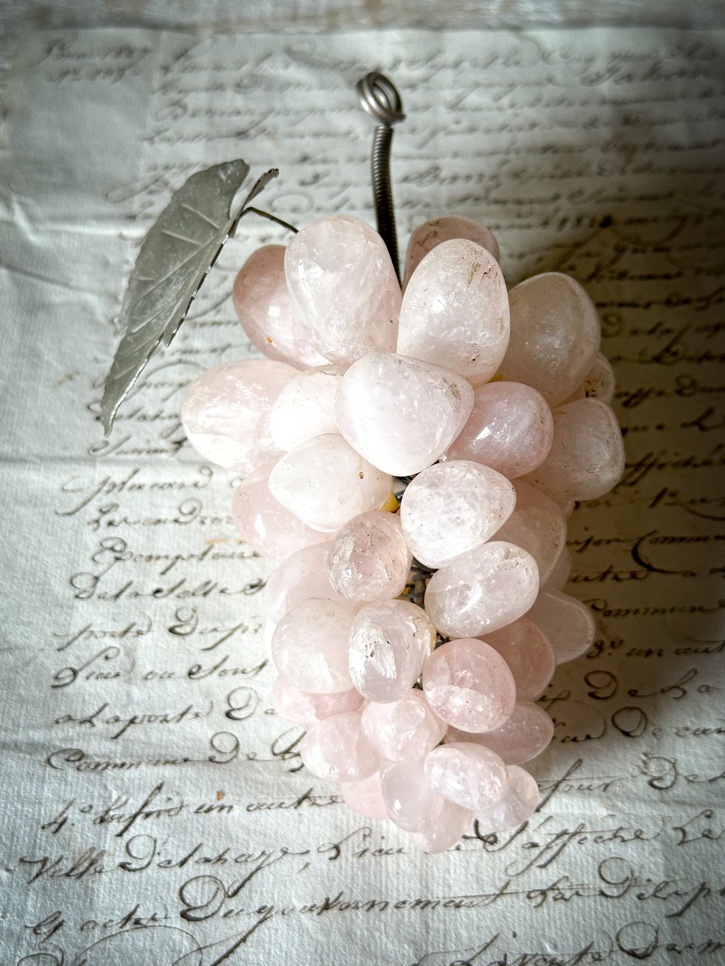 Vintage Rose Quartz Bunch of Grapes