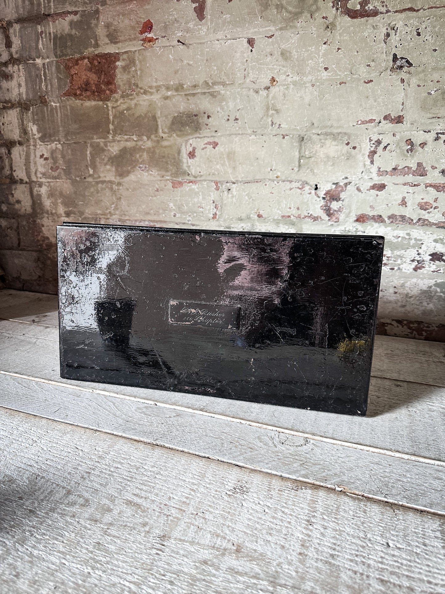 Antique Royal Arch Masonic Japanned Tin & Toleware Document Box – Dr J. Rusher, Chapter No. 280, Worcester