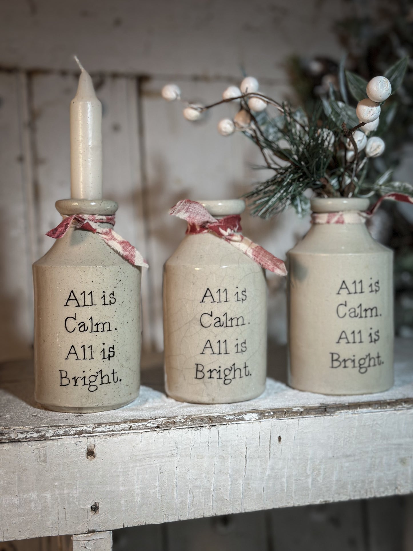 A Victorian unearthed stoneware pottery bottle with a hand painted quote