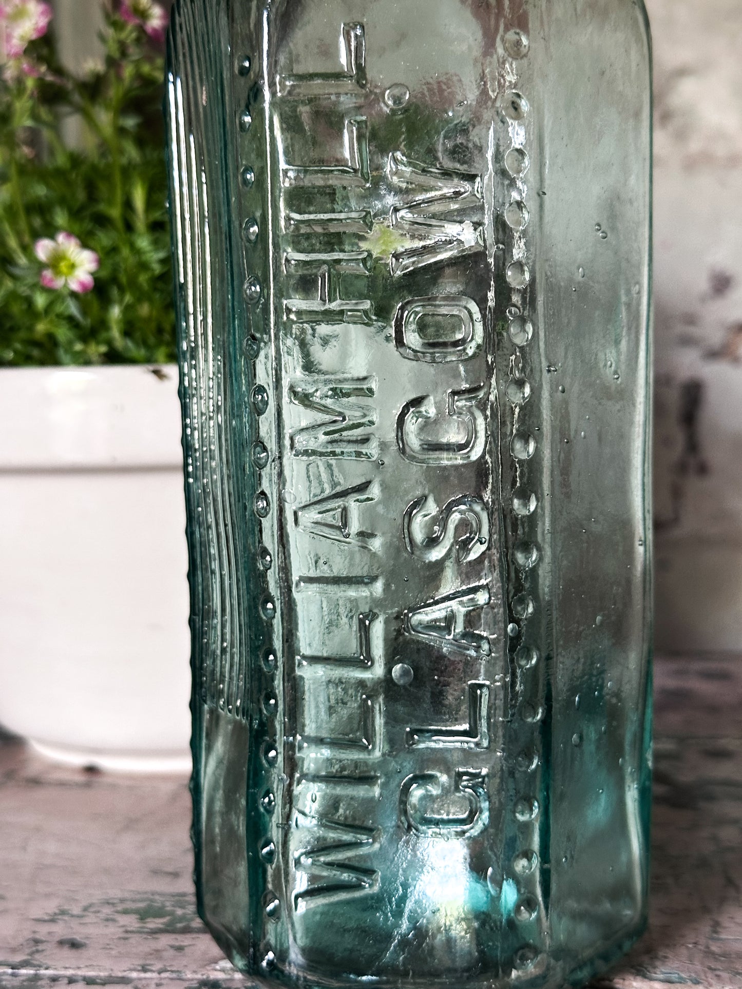 Antique Aqua Glass Bottle – William Hill Glasgow