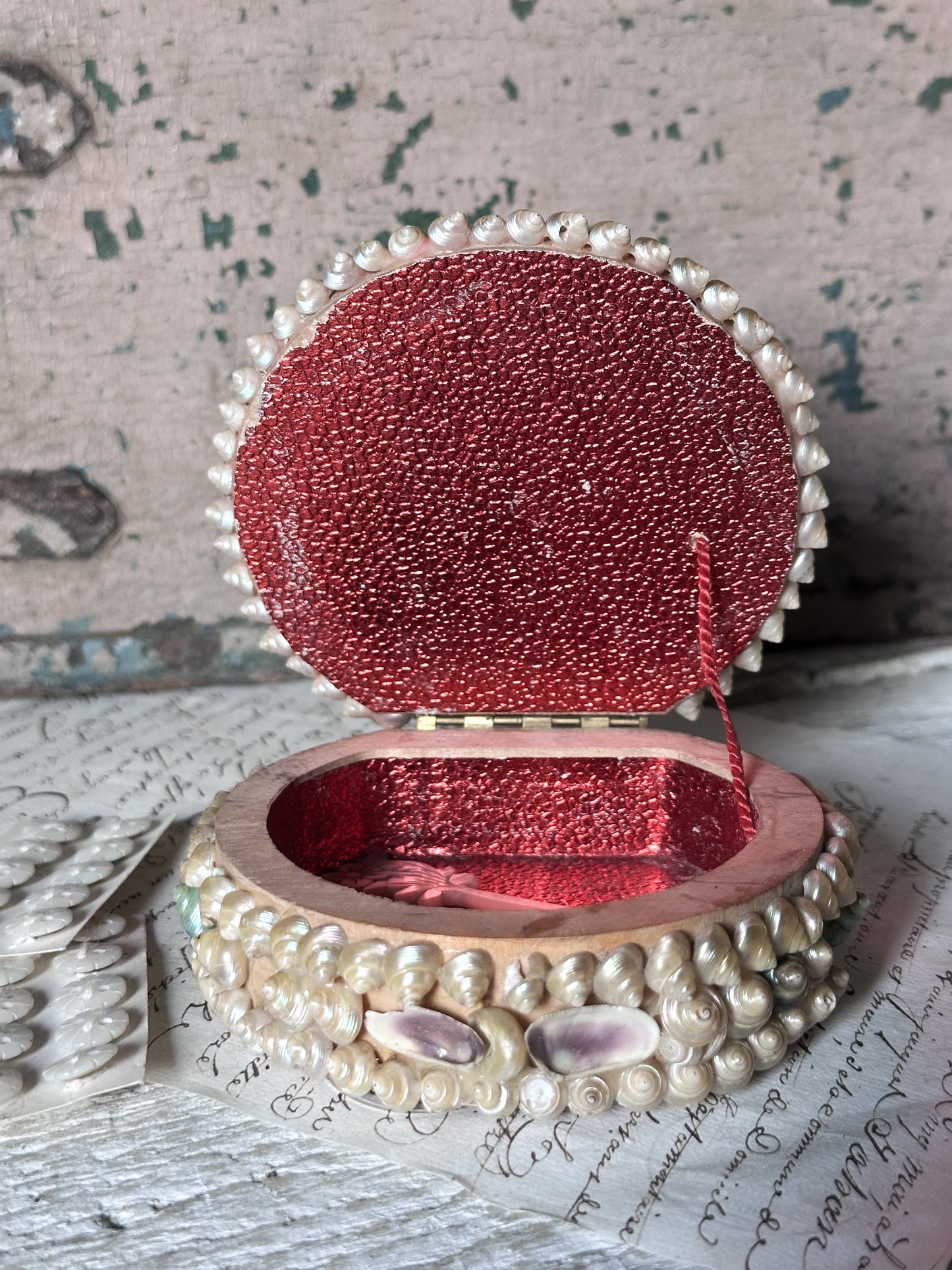 Antique Shell Art Jewellery Box – Decorative Coastal Trinket Box