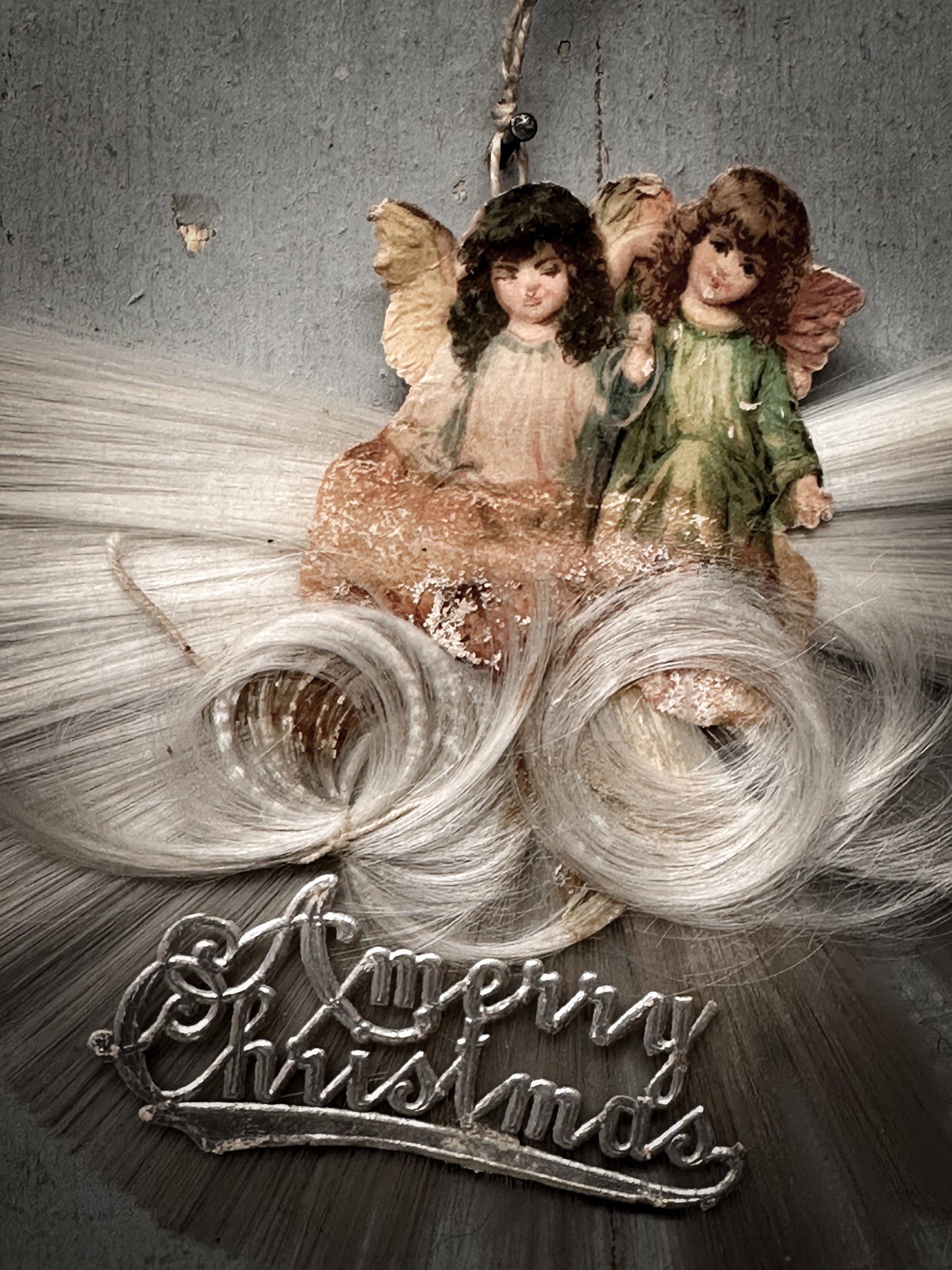 Antique German Spun-Glass Fan Ornament with Angels & Spun-Glass Rosettes (c. 1890–1910)