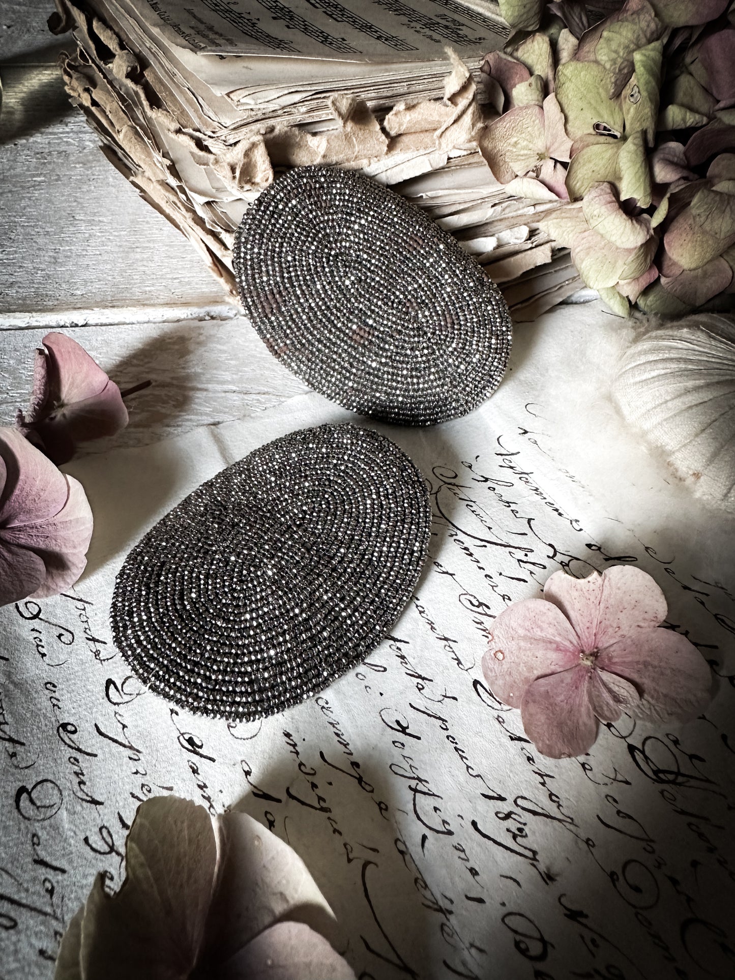 A pair of Victorian cut steel oval shoe buckles