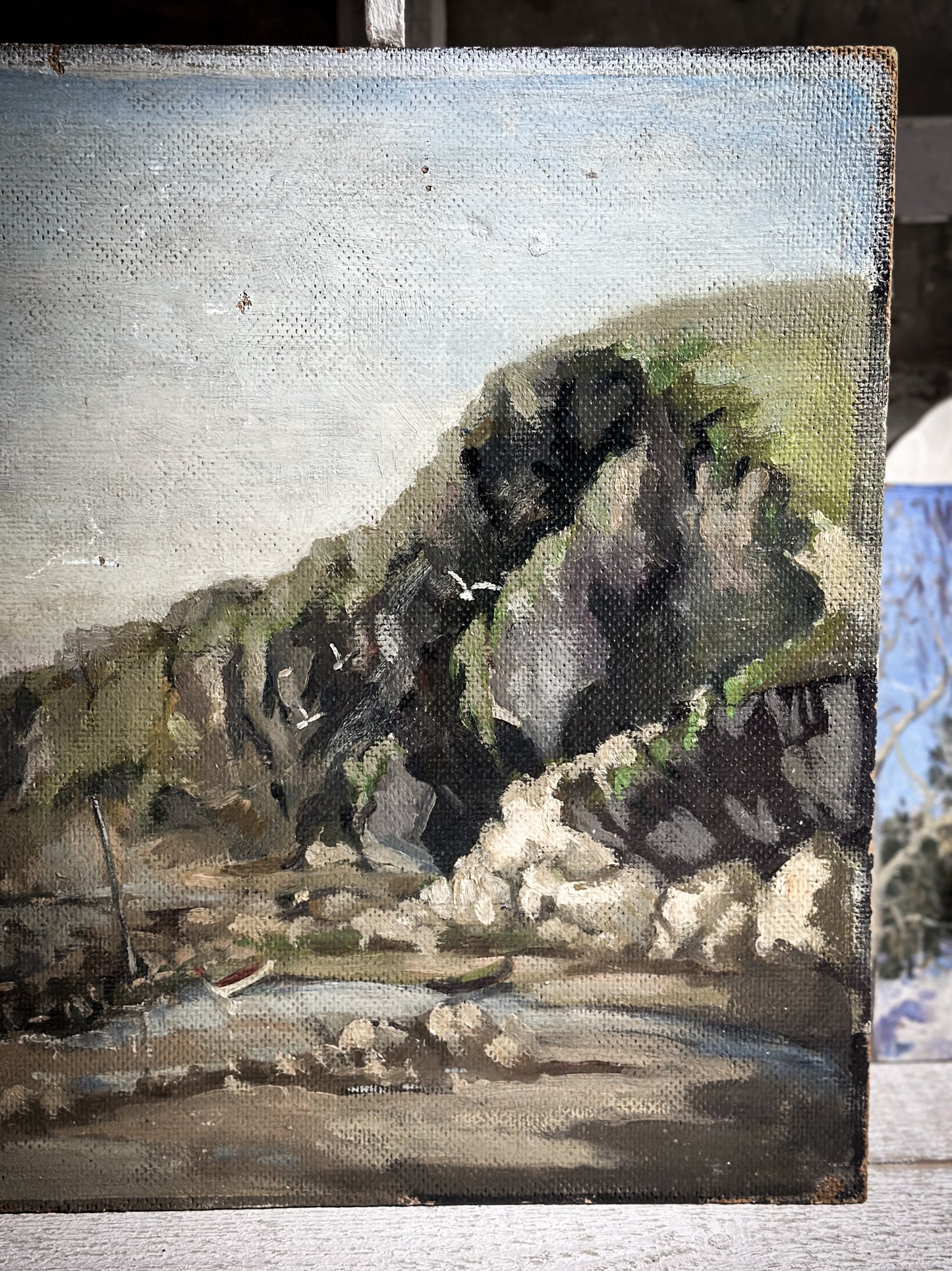 Oil on Board Impressionist Style Painting of the Devon Coast